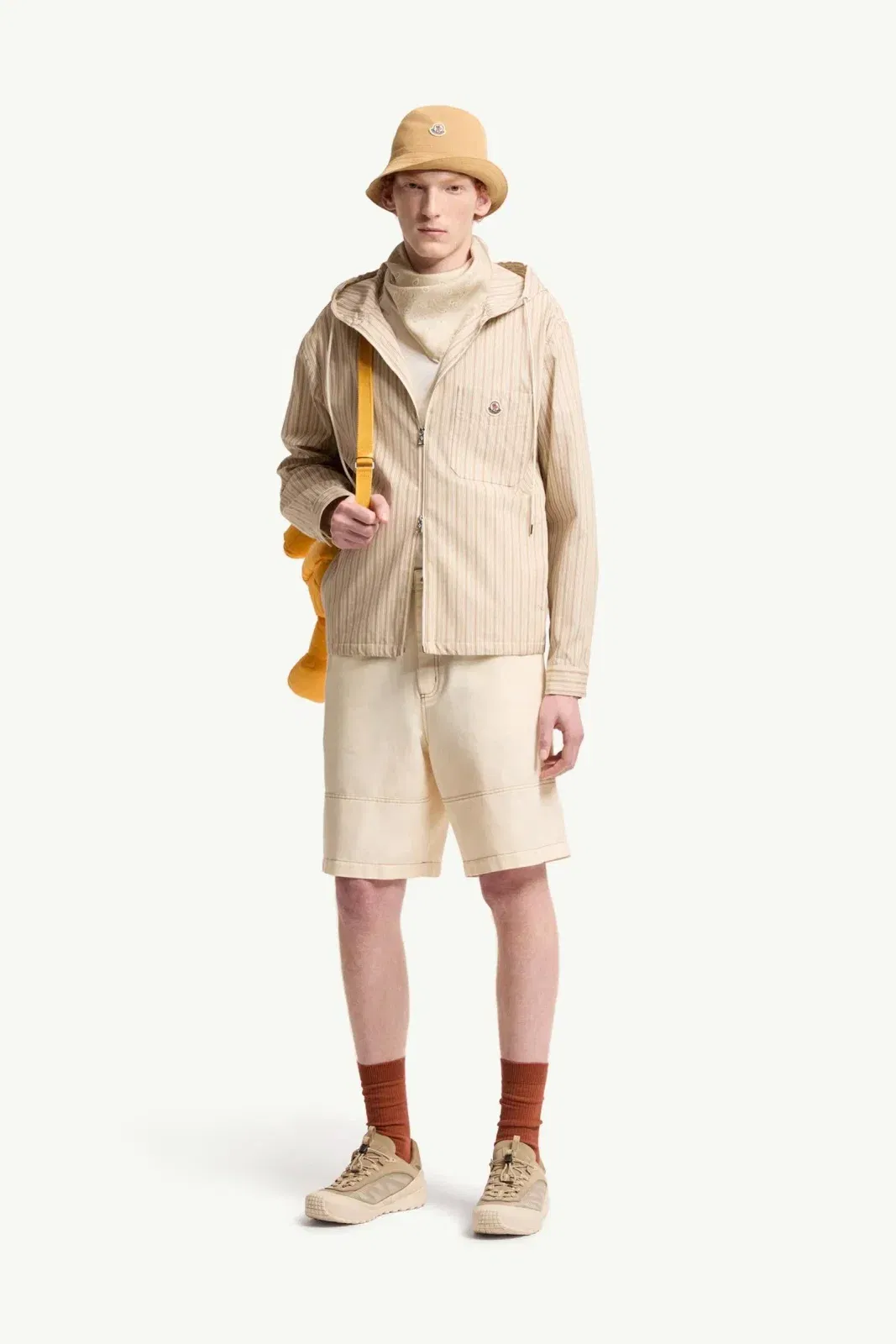 Moncler Striped Cotton Poplin Shirt Beige Beige
