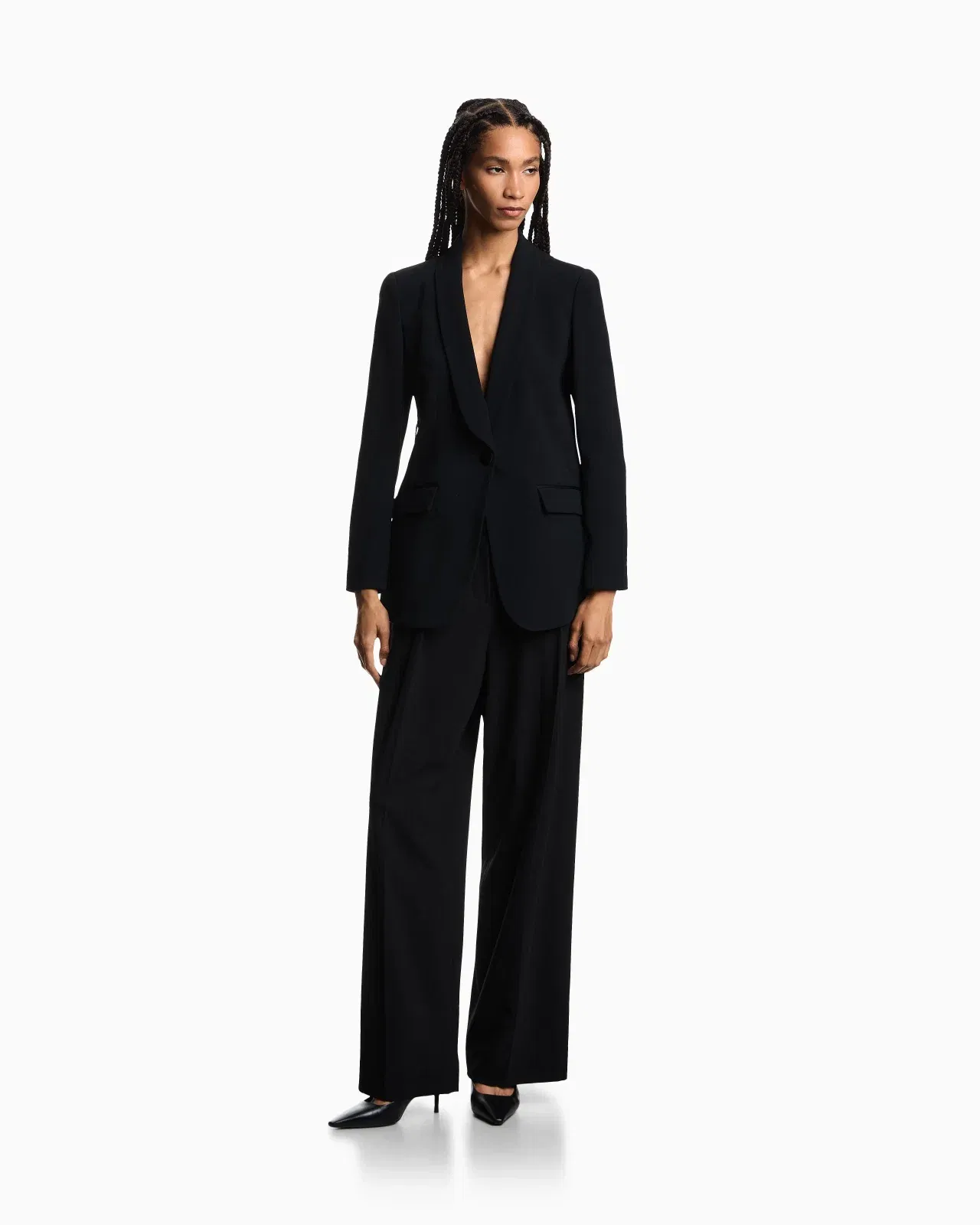 Emporio Armani Satin blazer in a single-breasted cut with pockets Essential