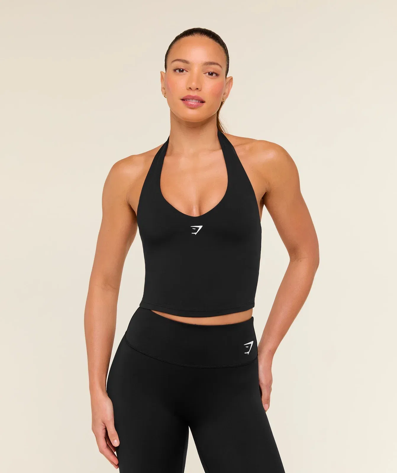 Gymshark Halter Neck Cami with Shelf - Black