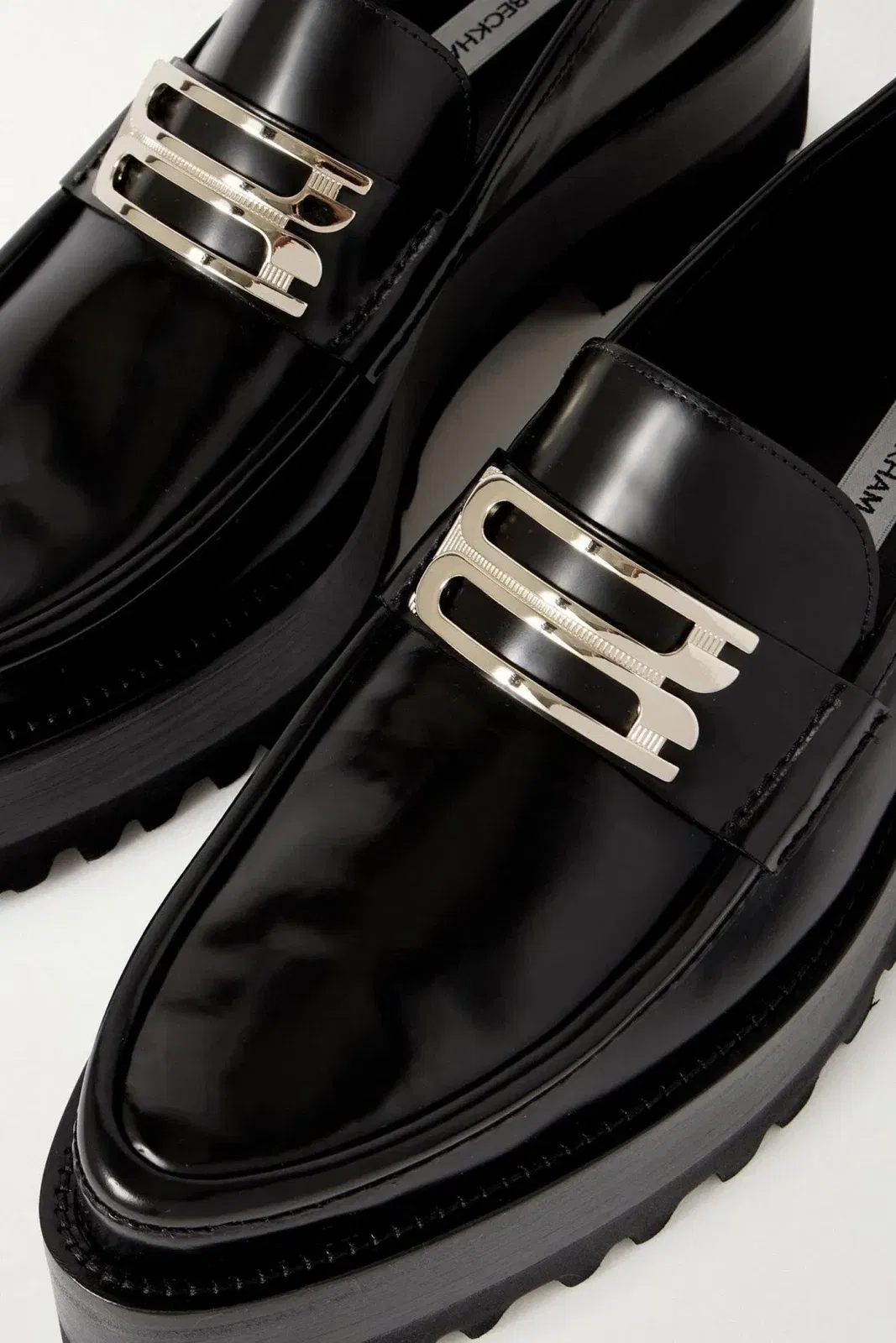 Victoria Beckham Embellished Leather Platform Loafers Black Women's