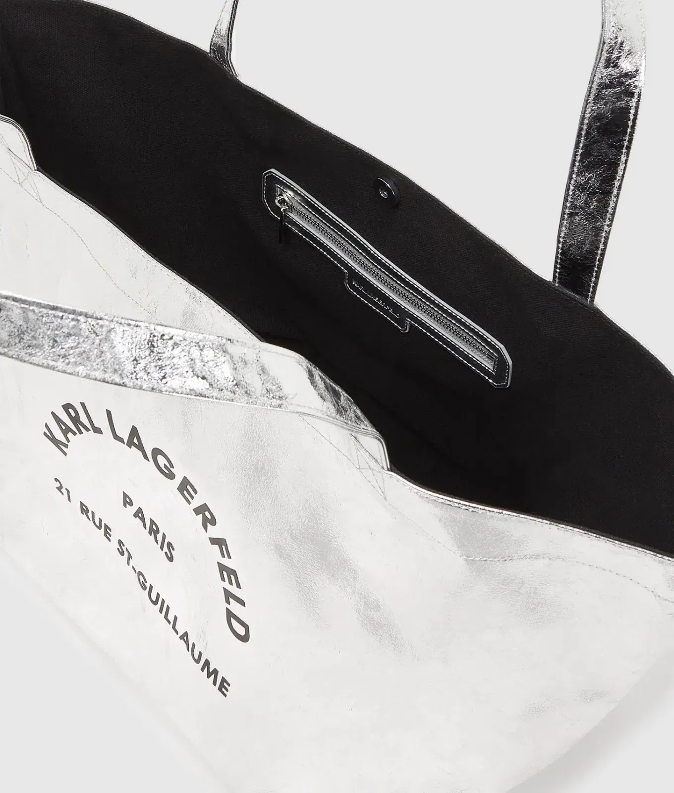 KarlLagerfeld Rue St-Guillaume Metallic Shopper Silver