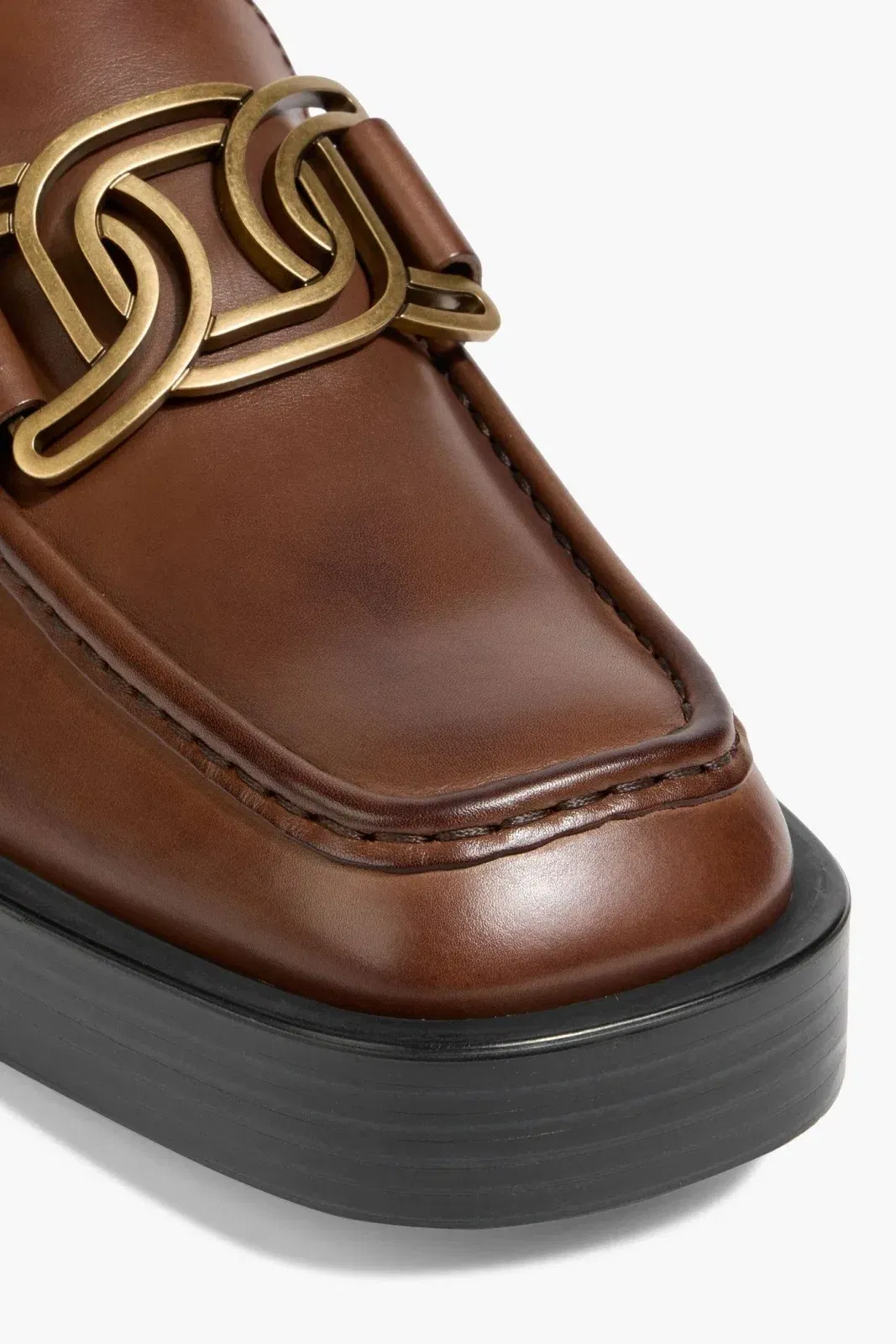 Tod's Kate Embellished Leather Platform Loafers Brown Women's