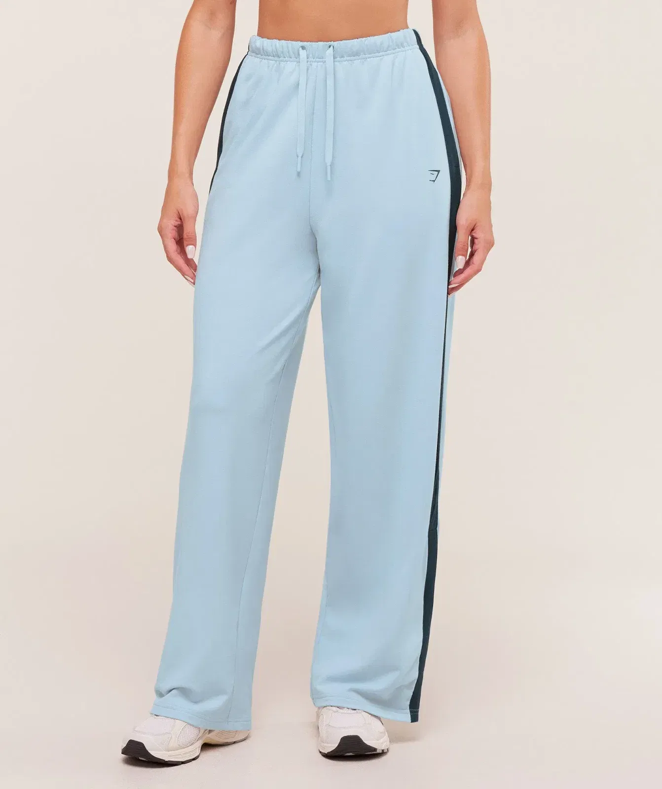Women's Gymshark Retro Stripe Snap Pants Smoke Blue