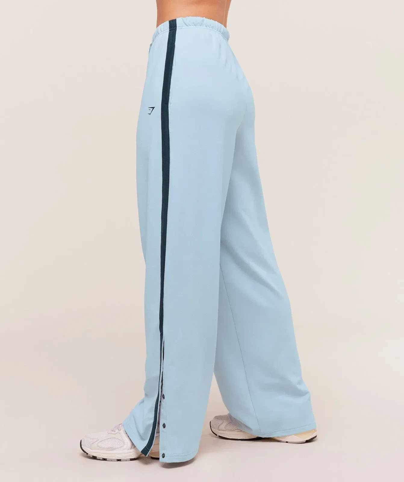 Women's Gymshark Retro Stripe Snap Pants Smoke Blue