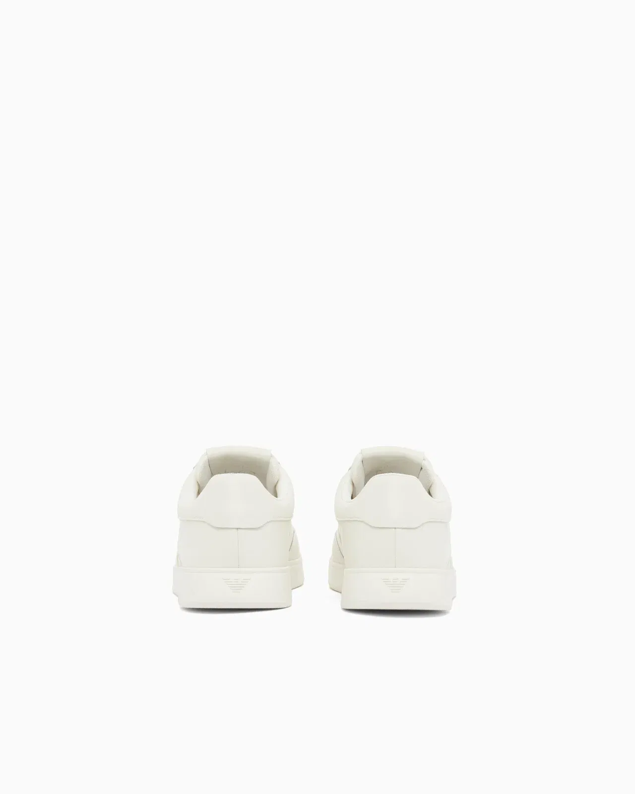 Emporio Armani Leather Sneakers With Eagle Plate White