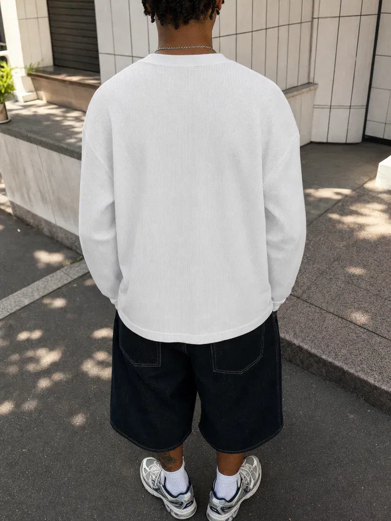 Reserve Waffle Henley - White