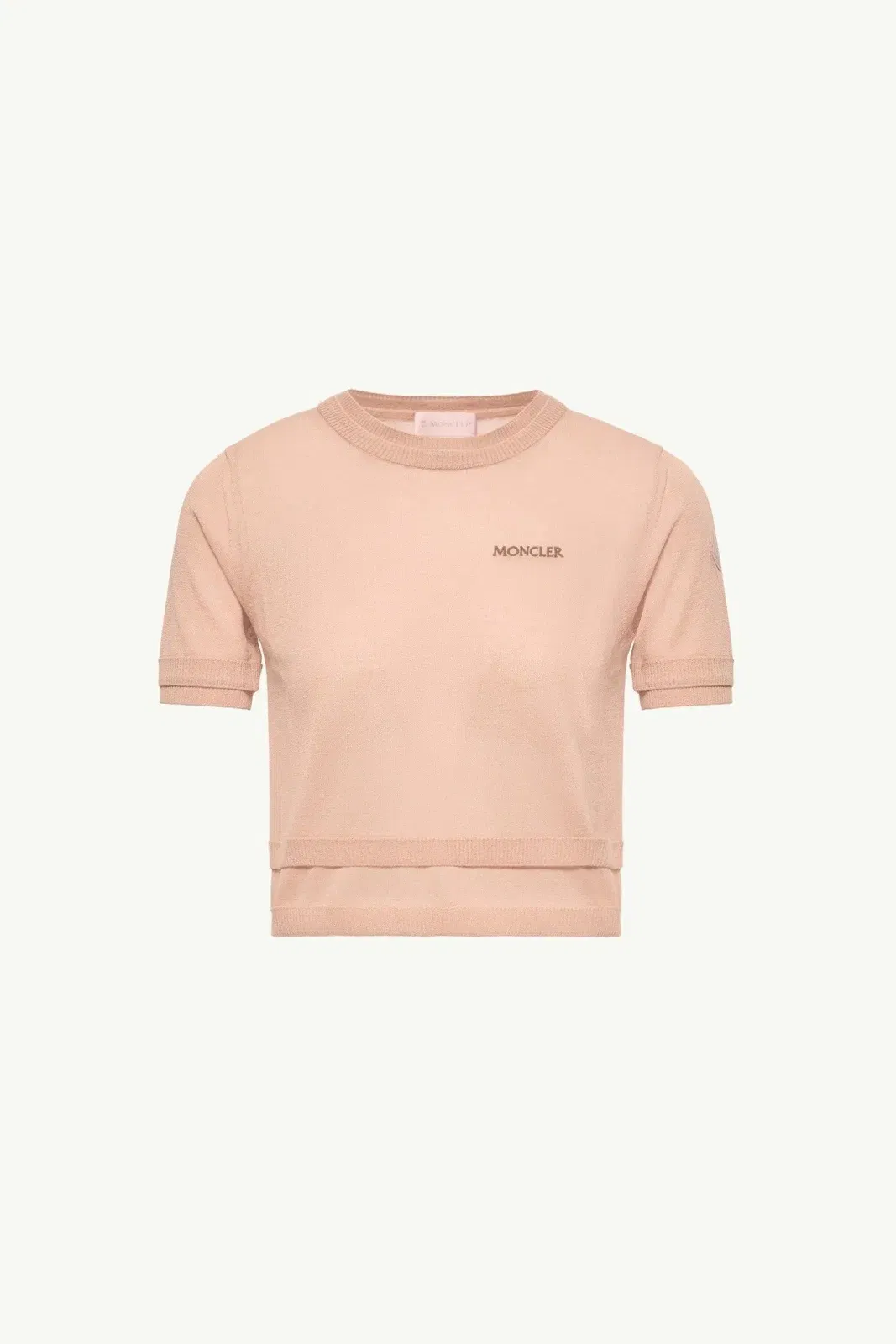 Moncler Double-Trimmed Cotton T-Shirt Light Pink Light Pink