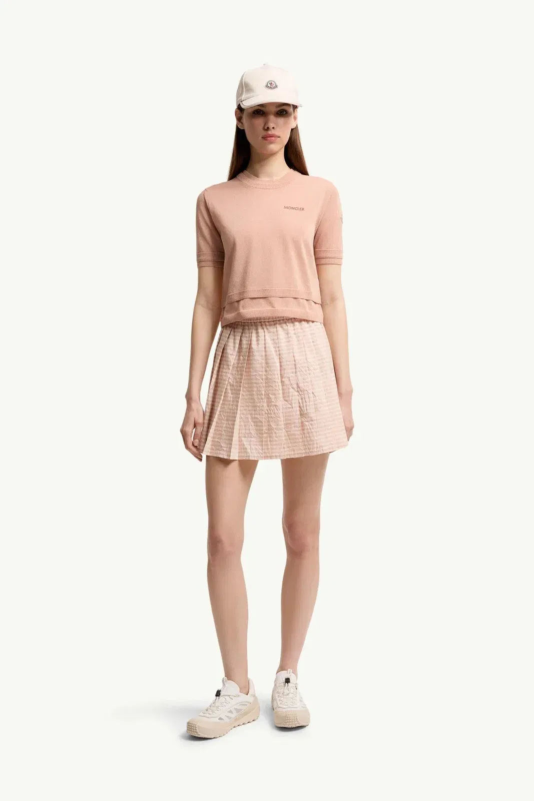 Moncler Double-Trimmed Cotton T-Shirt Light Pink Light Pink