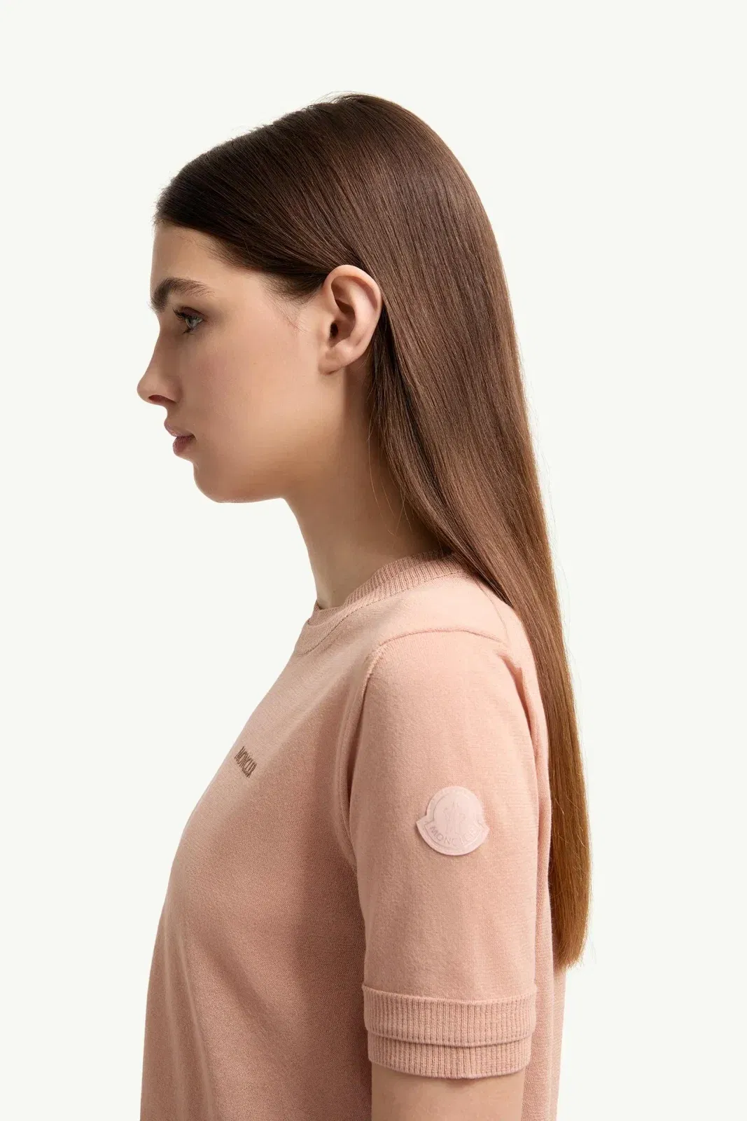 Moncler Double-Trimmed Cotton T-Shirt Light Pink Light Pink