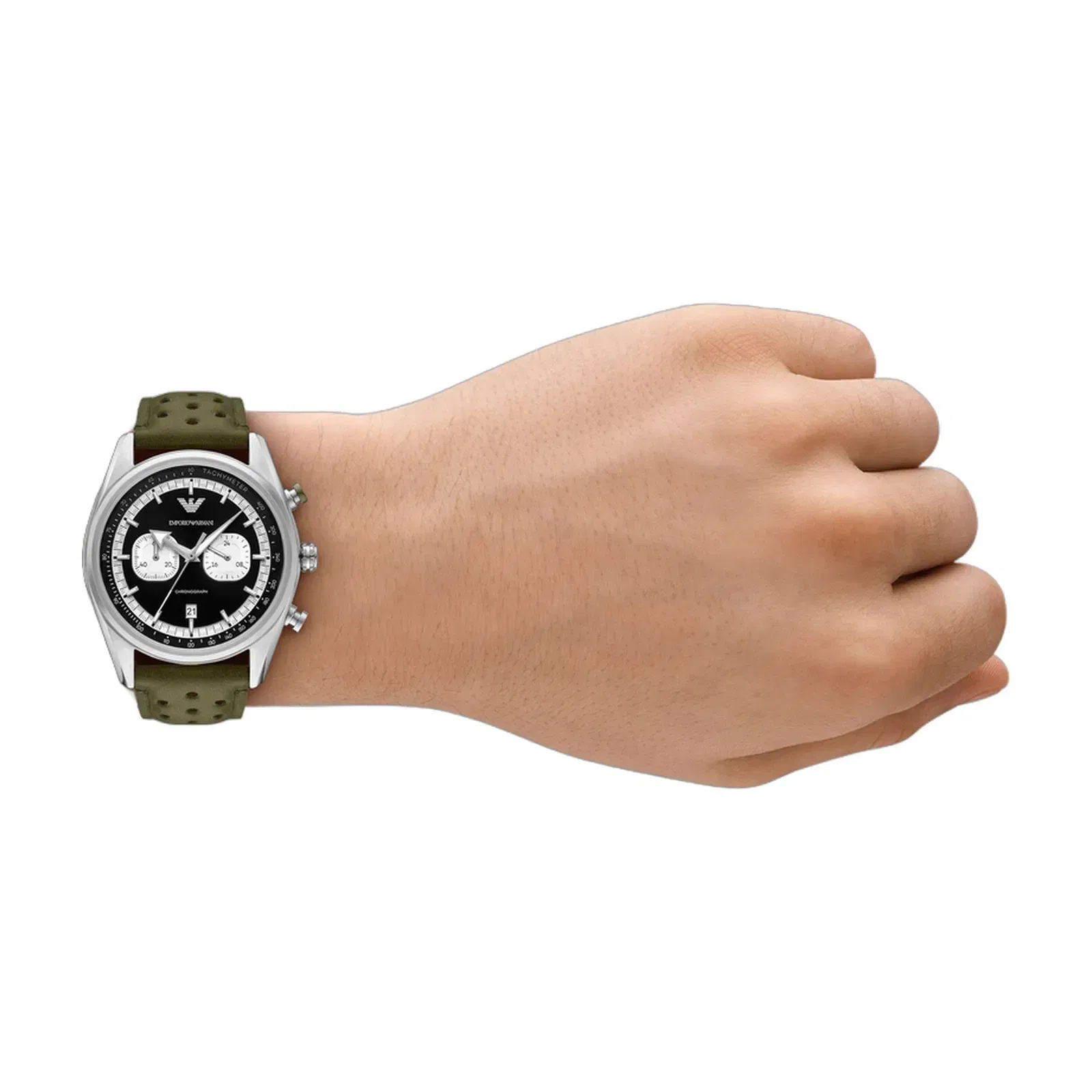 Emporio Armani Chronograph Green Leather Watch