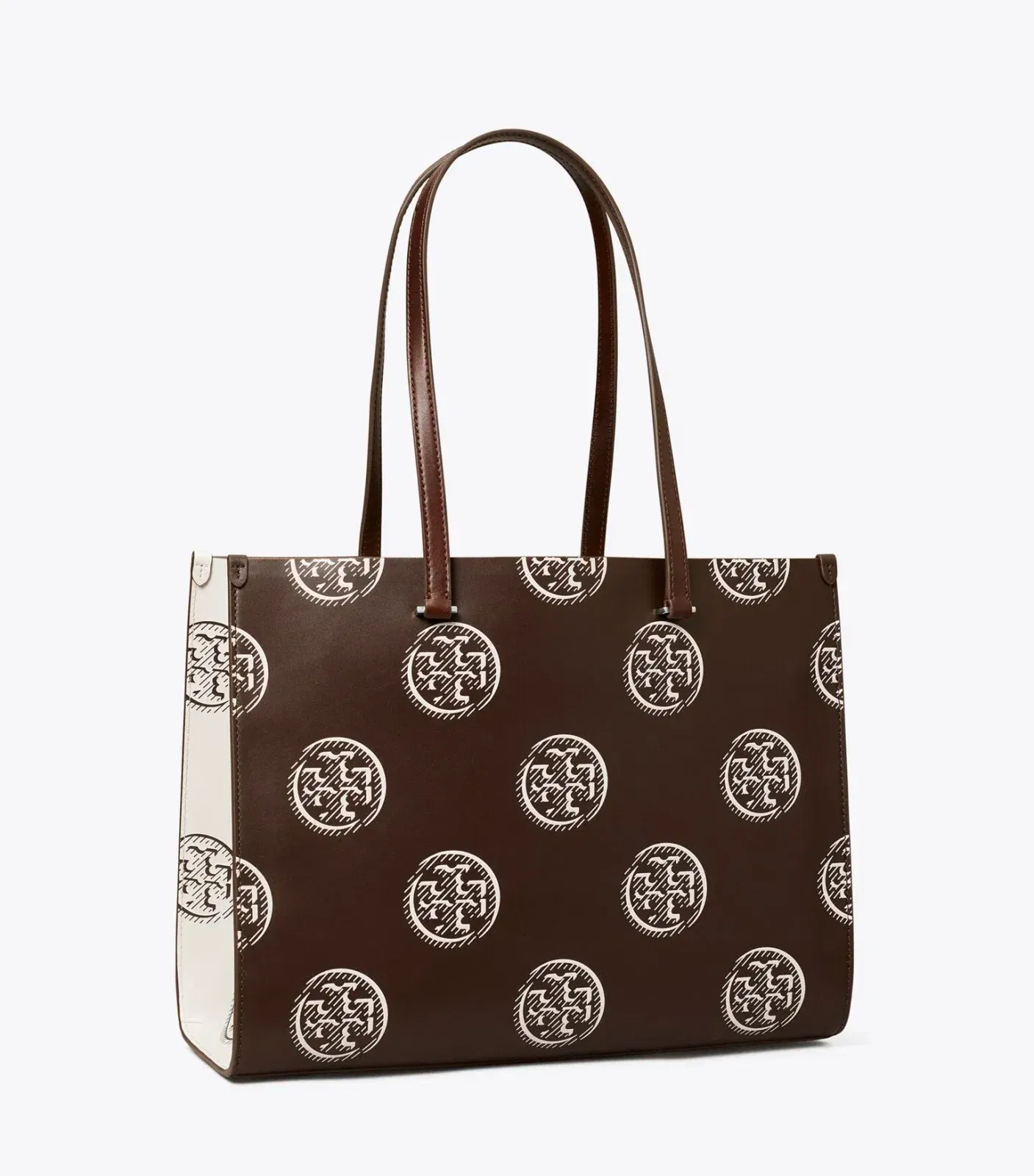 T Monogram Contrast Embossed Tote