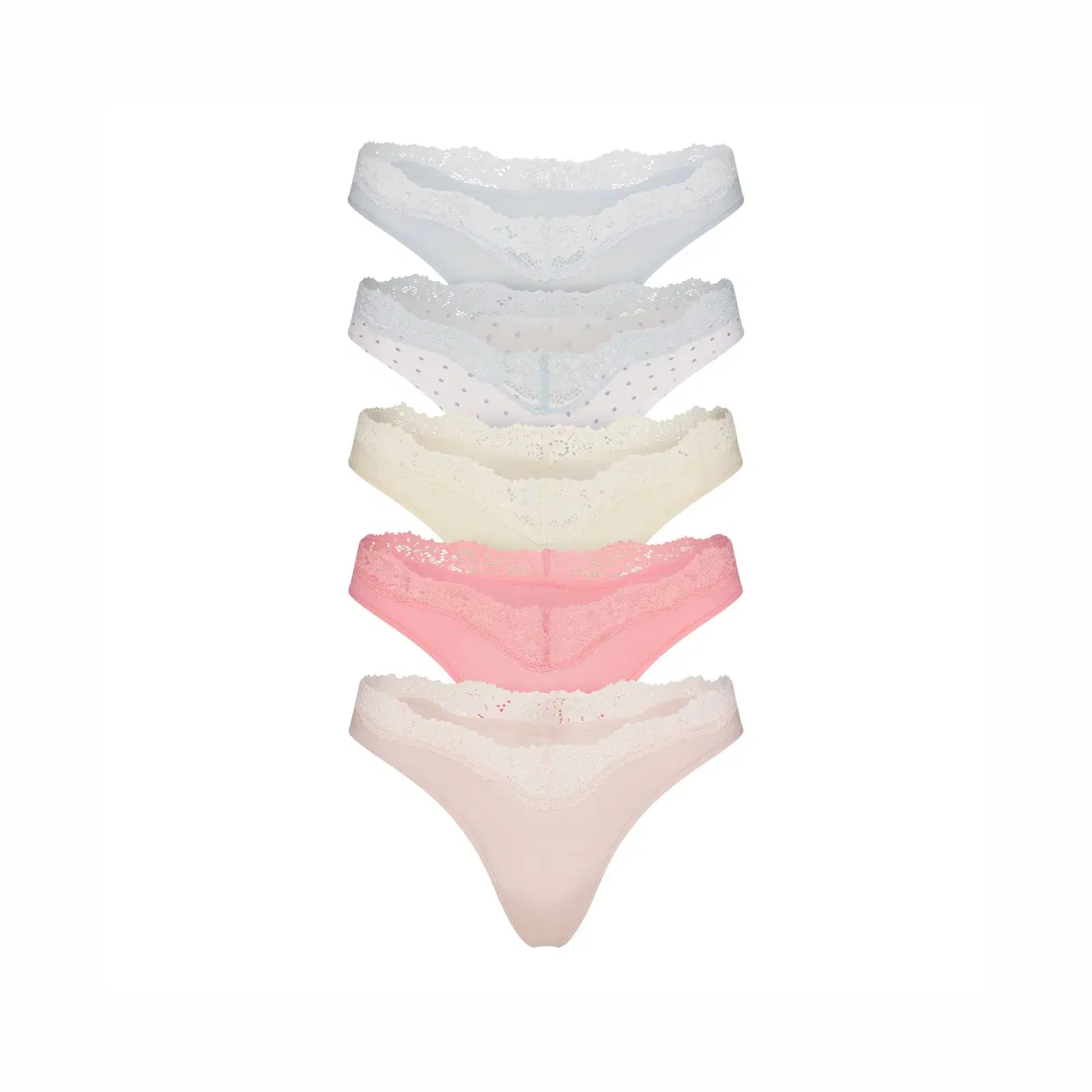 Fits Everybody Lace Dipped Thong 5-pack