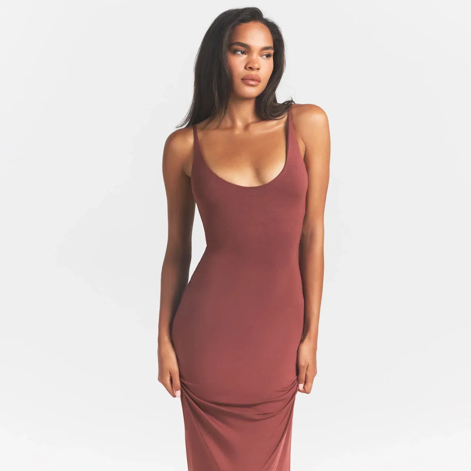 Smooth Layers Scoop Neck Long Dress