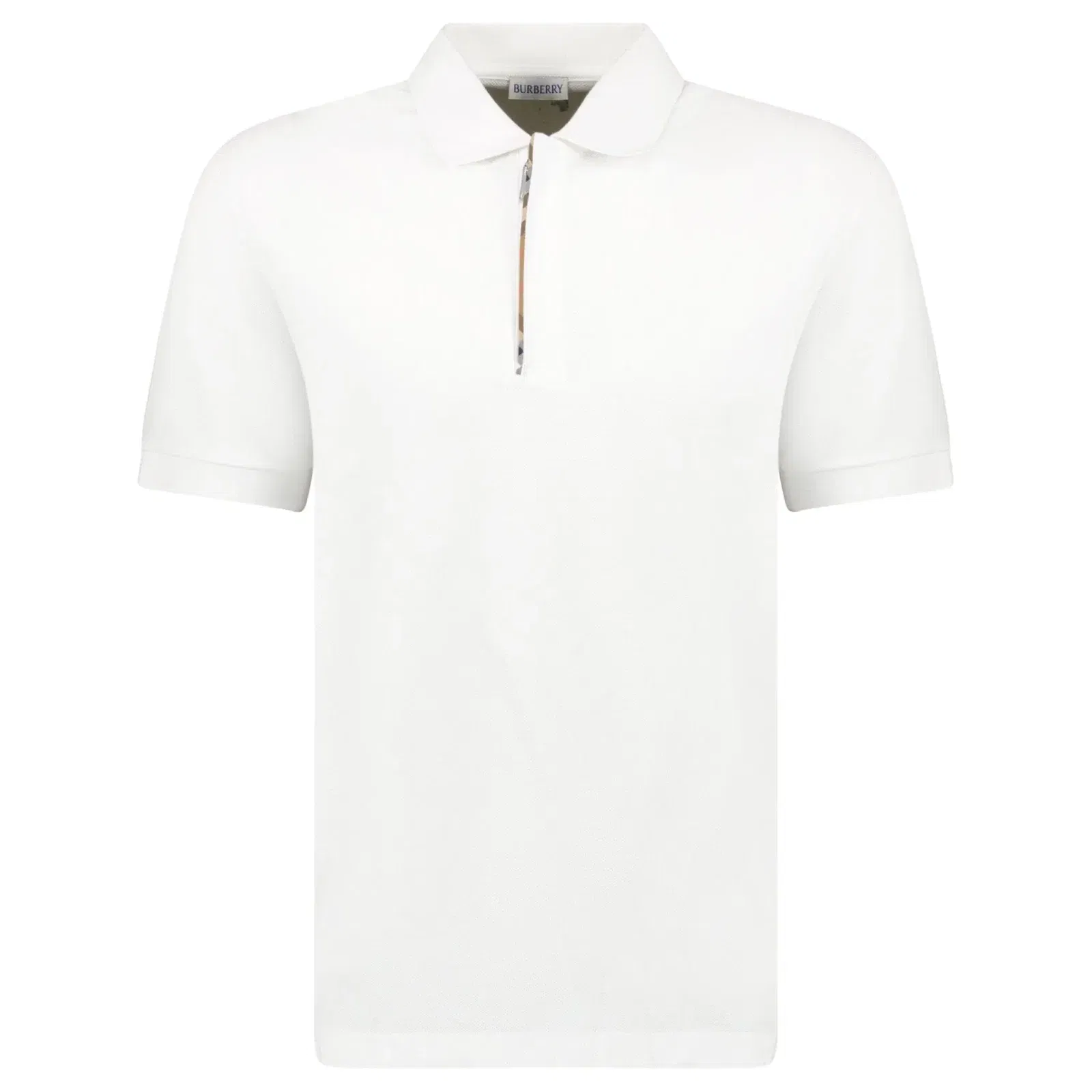 Burberry ‘Hartford’ Zip Check Polo White