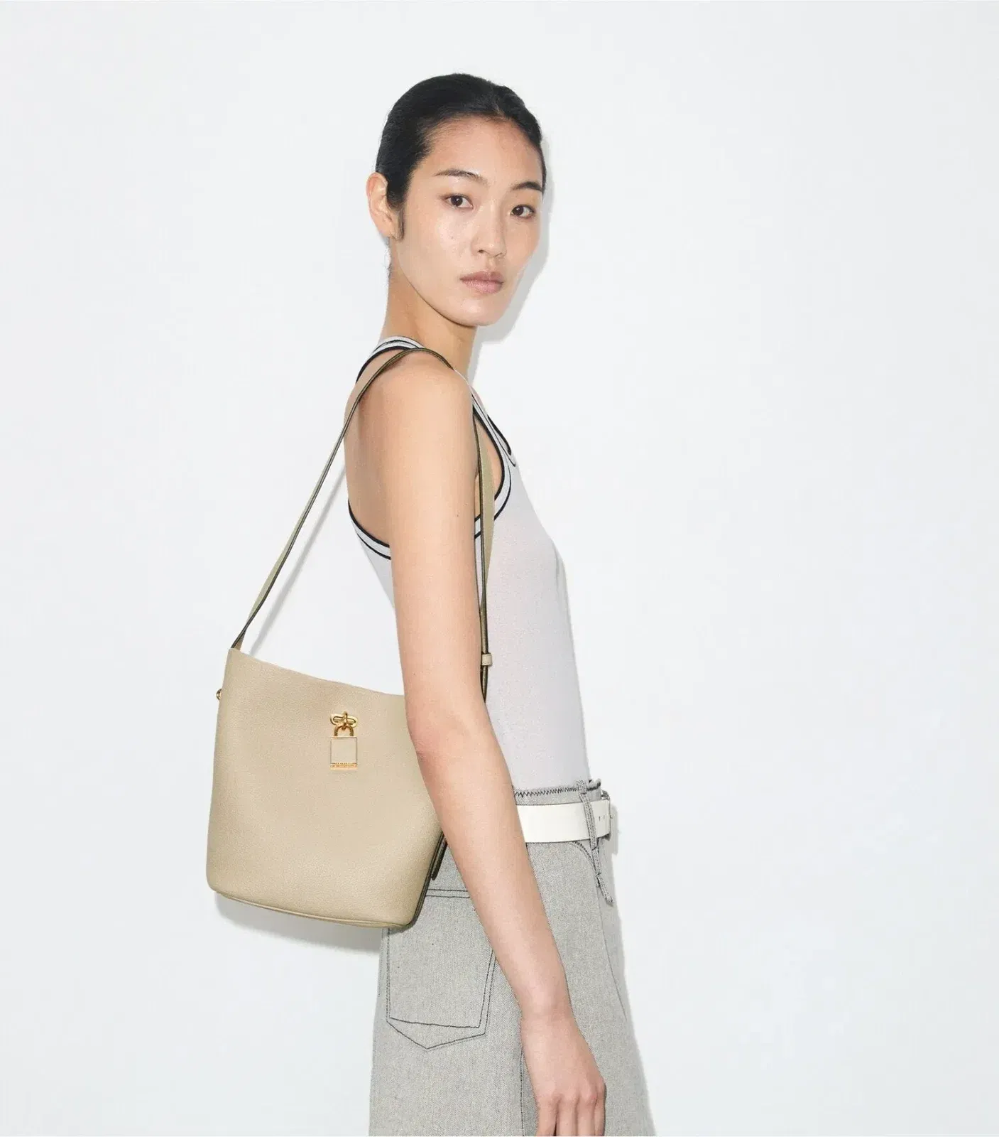 Medium Lock Slim Bucket Bag
