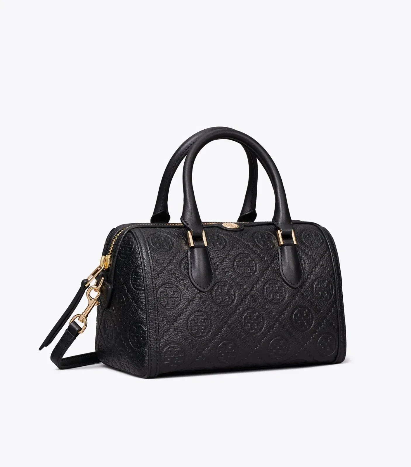 T Monogram Pebbled Petite Barrel Bag