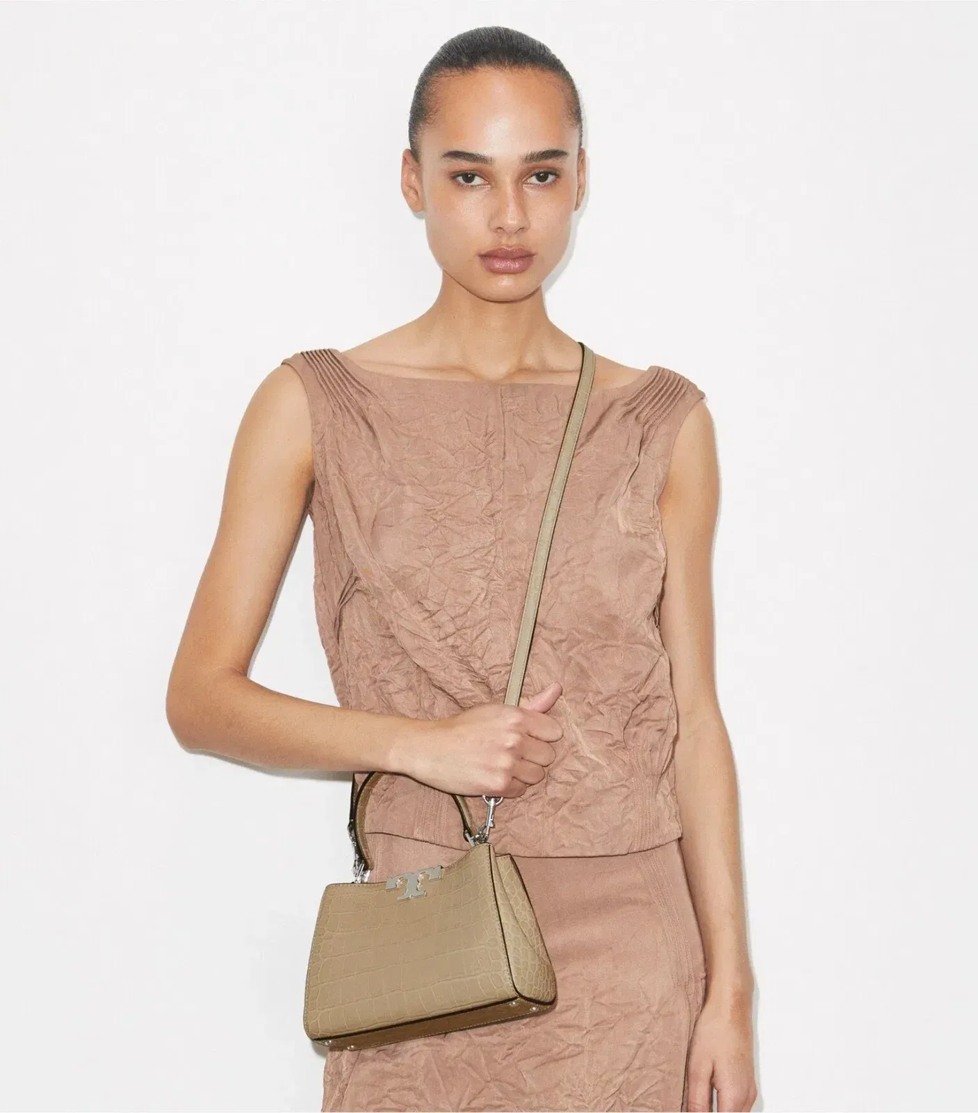 Mini Eleanor Soft Croc-Embossed Satchel