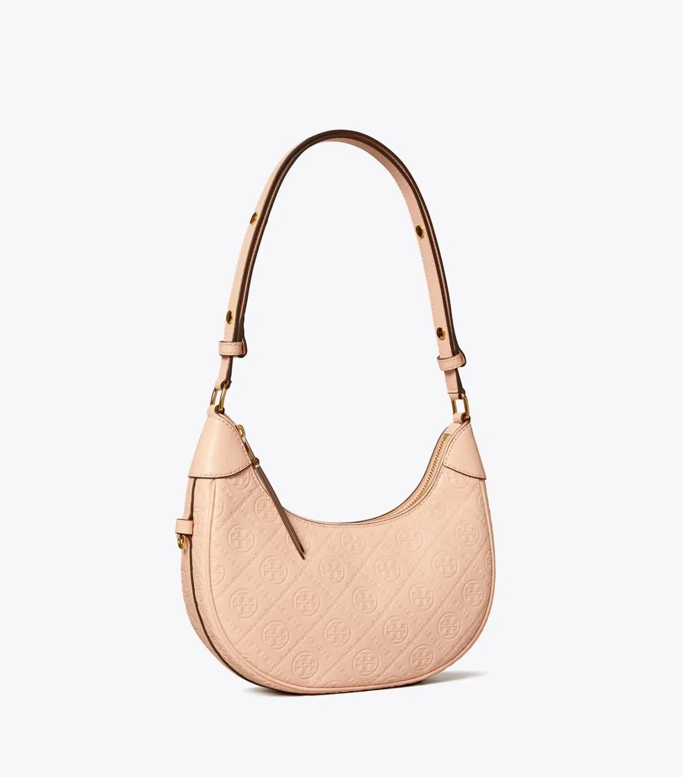 T Monogram Leather Crescent Bag