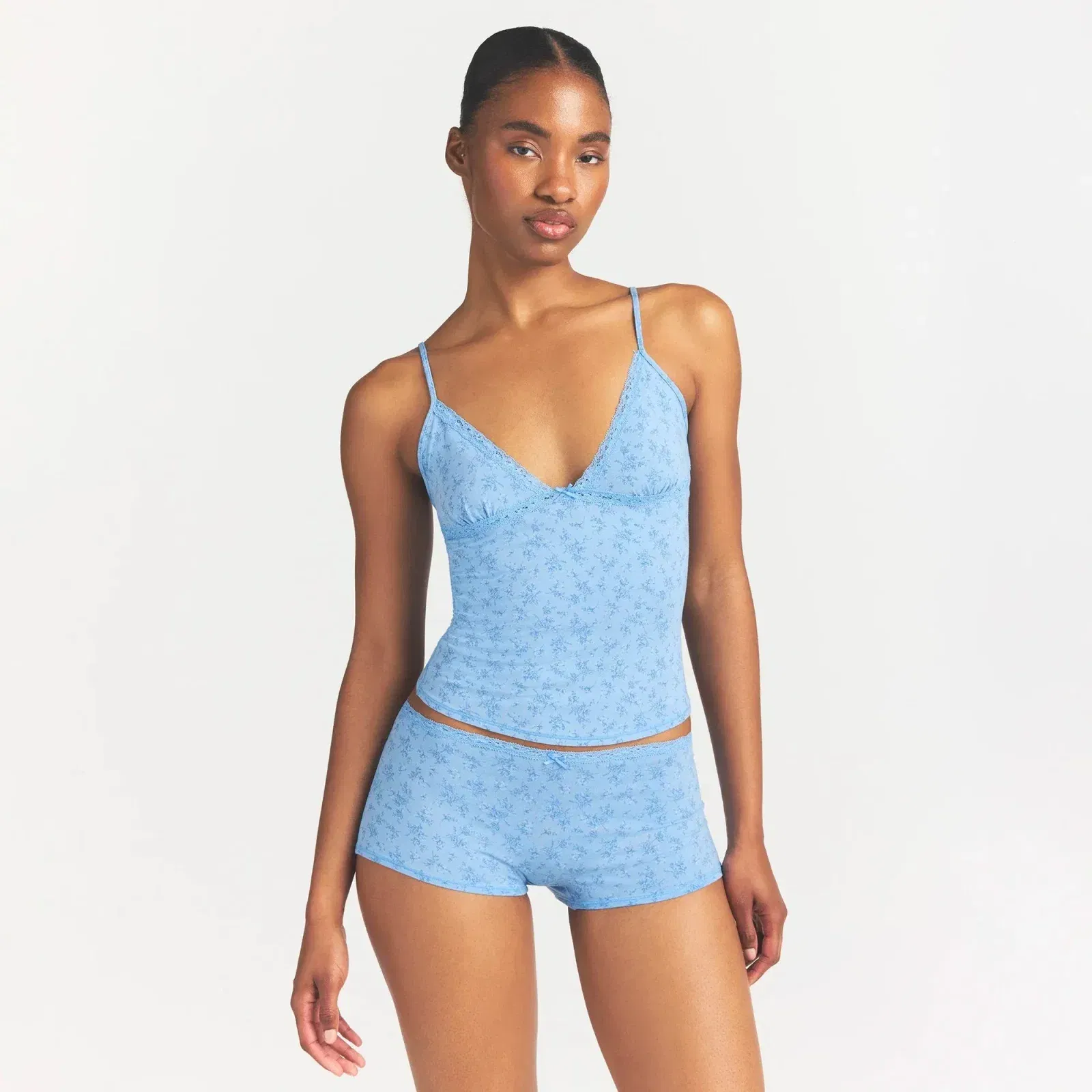 Lightweight Cotton Lace Cami and Boy Short Set