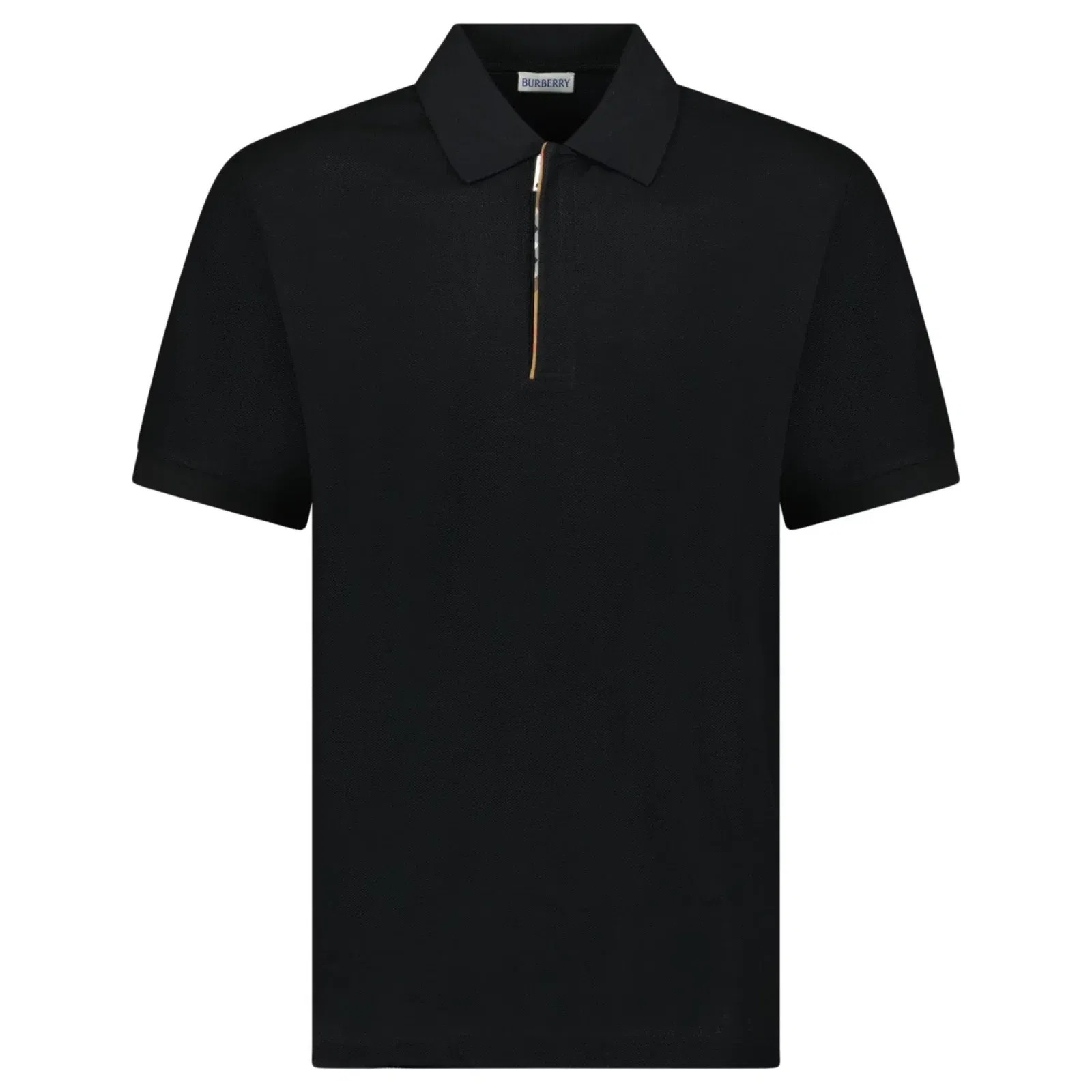 Burberry ‘Hartford’ Zip Check Polo Black