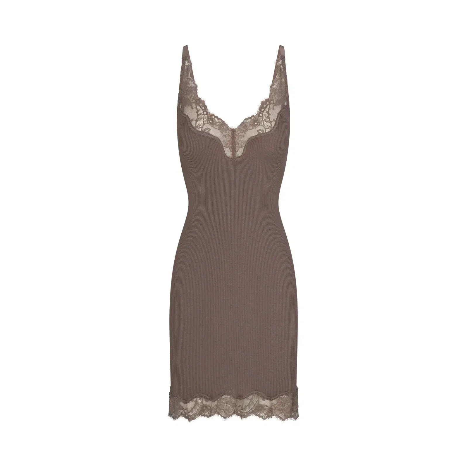 Rib Knit Lace Mini Dress