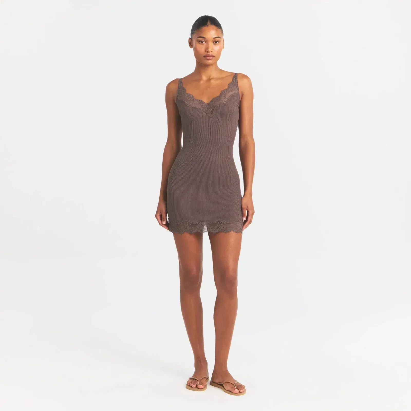 Rib Knit Lace Mini Dress
