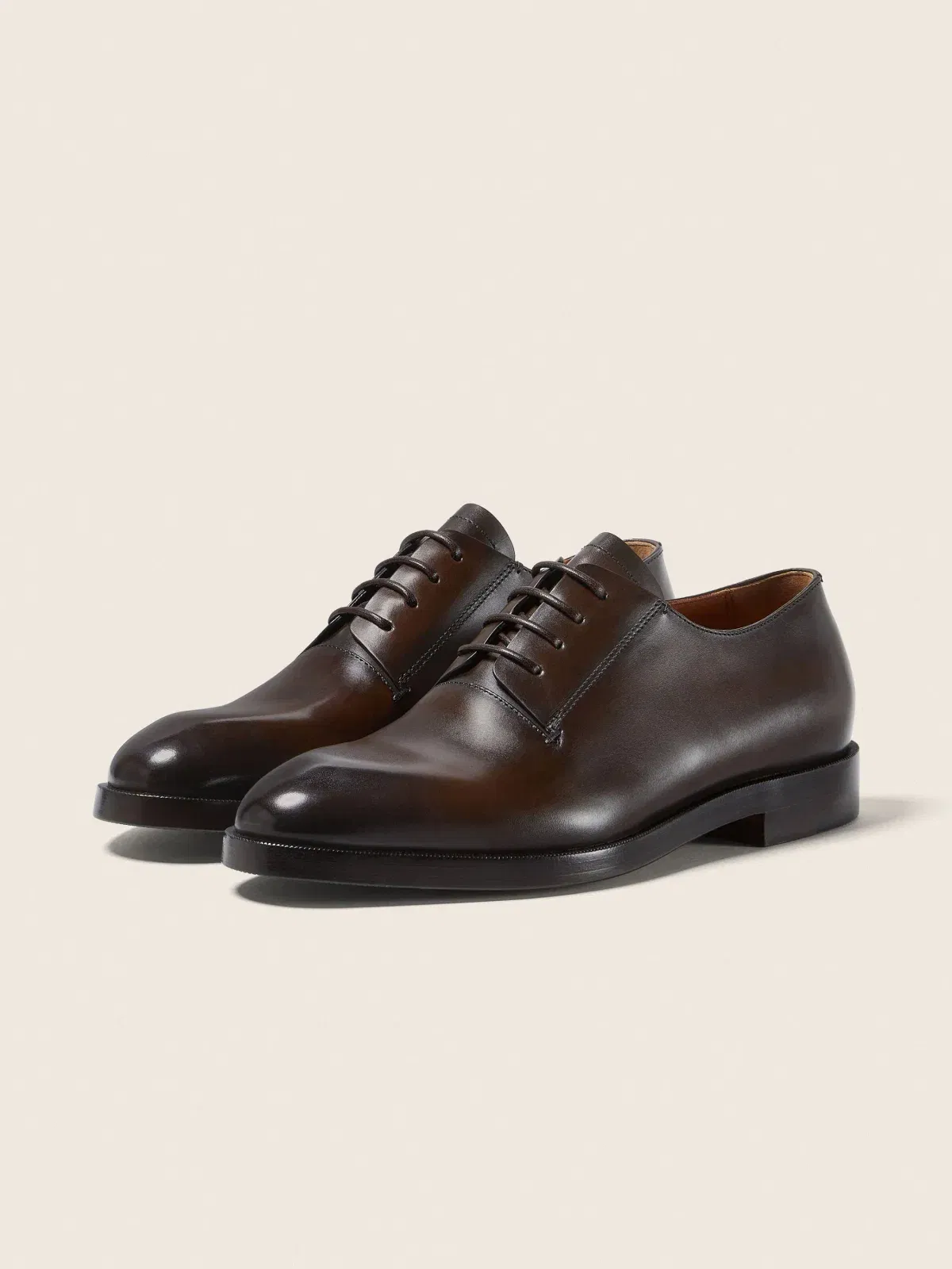 Zegna Brown Leather Derby Shoes