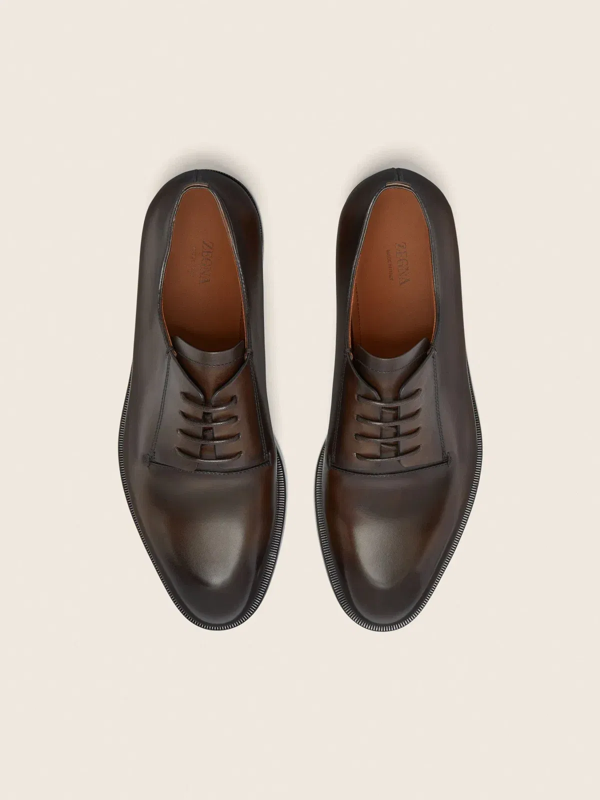 Zegna Brown Leather Derby Shoes