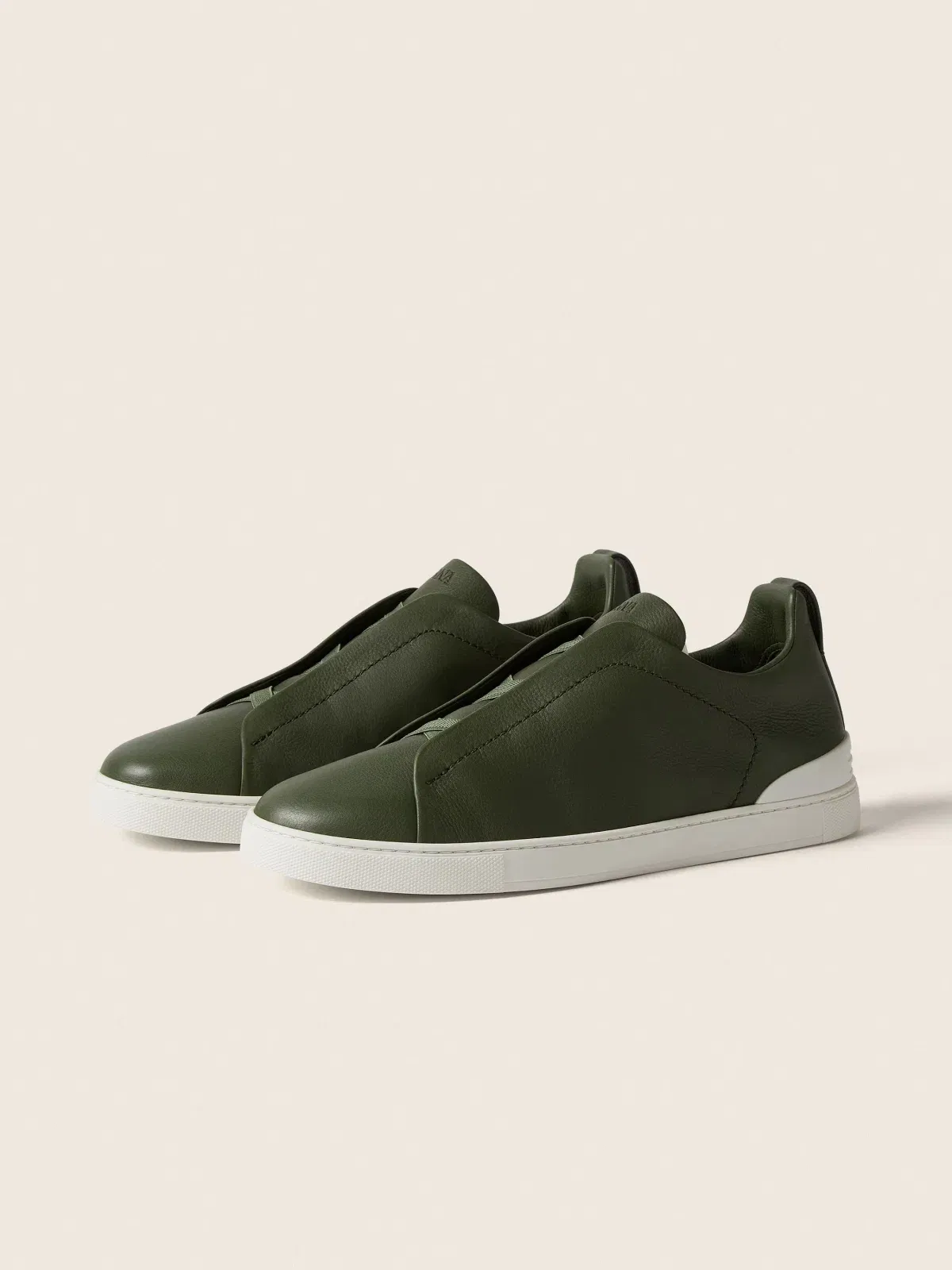 Zegna Pine Green Triple Stitch Secondskin Sneakers