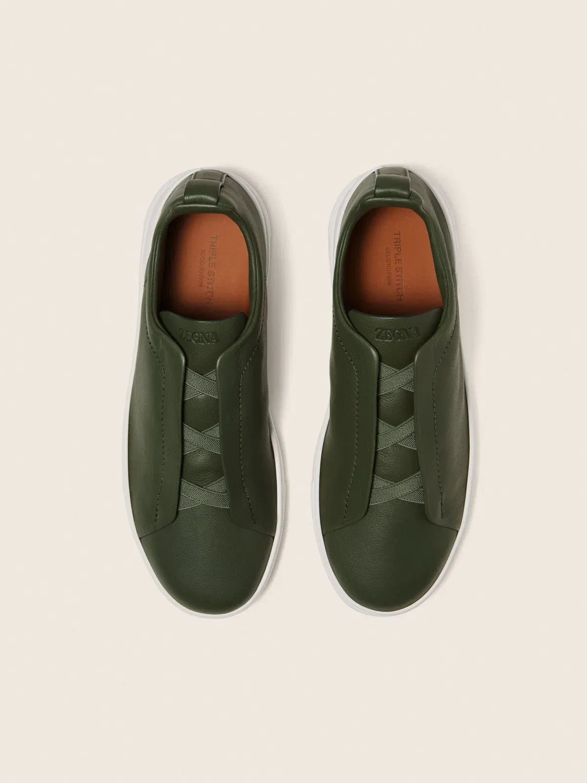 Zegna Pine Green Triple Stitch Secondskin Sneakers