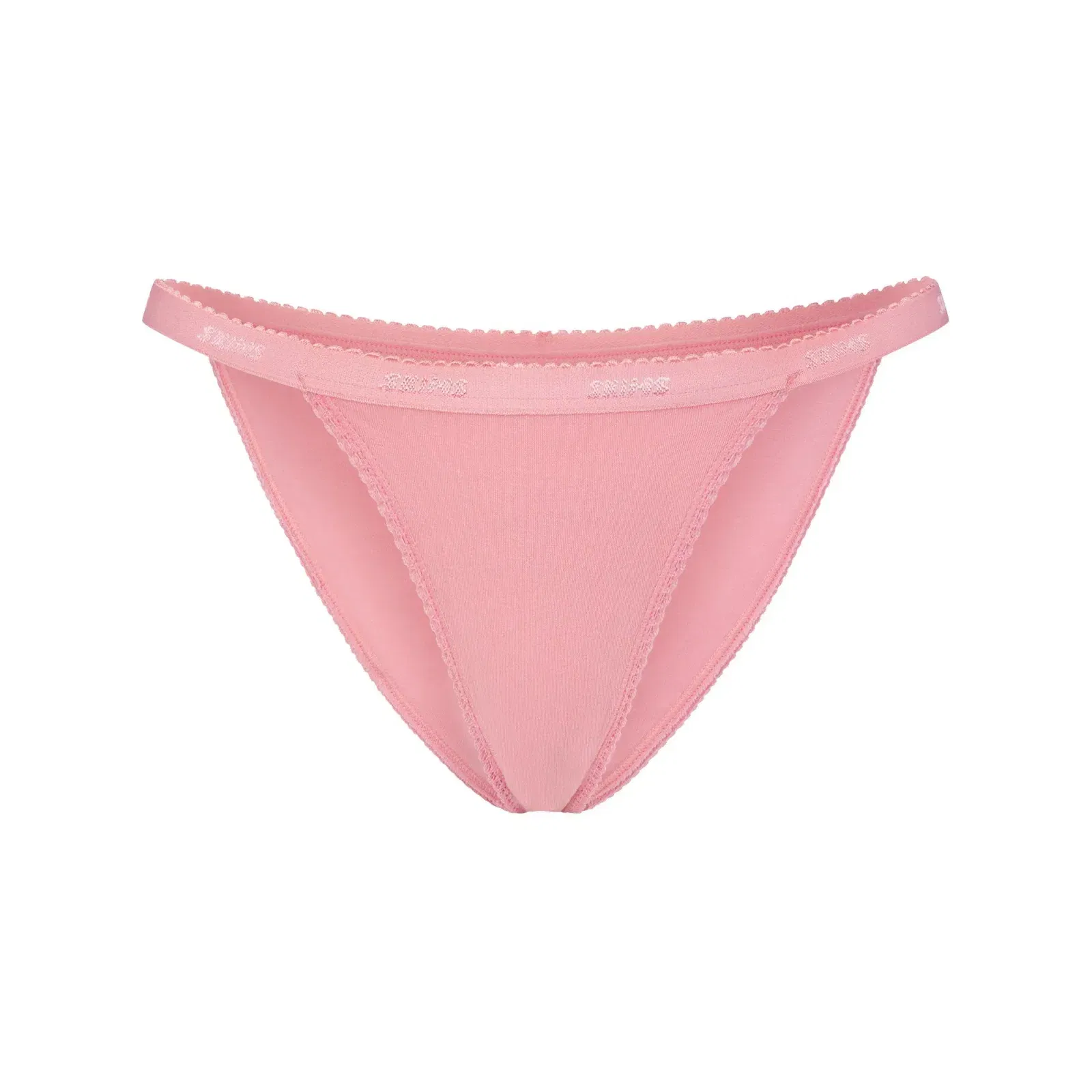 Lightweight Cotton Logo Picot String Bikini