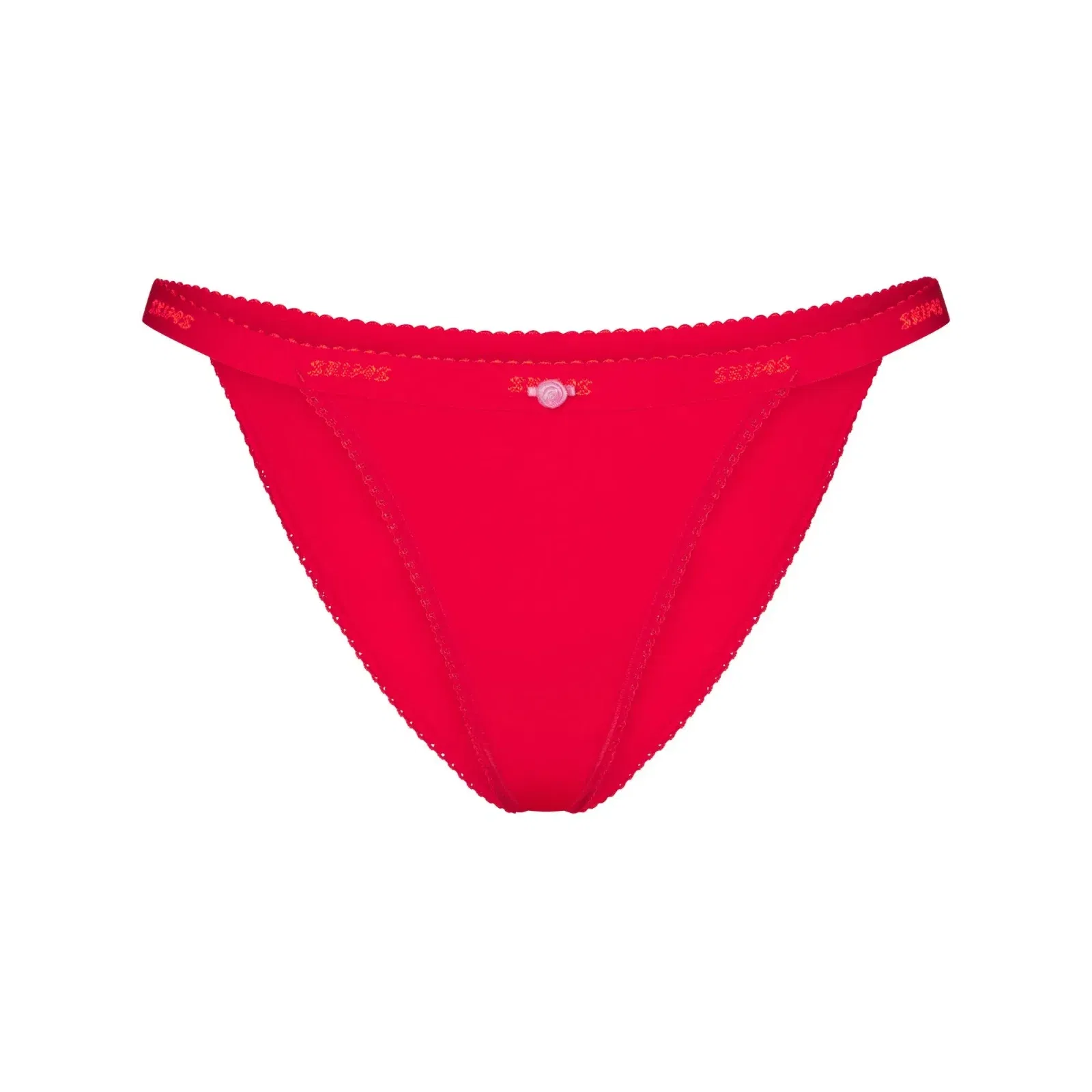 Lightweight Cotton Logo Picot String Bikini