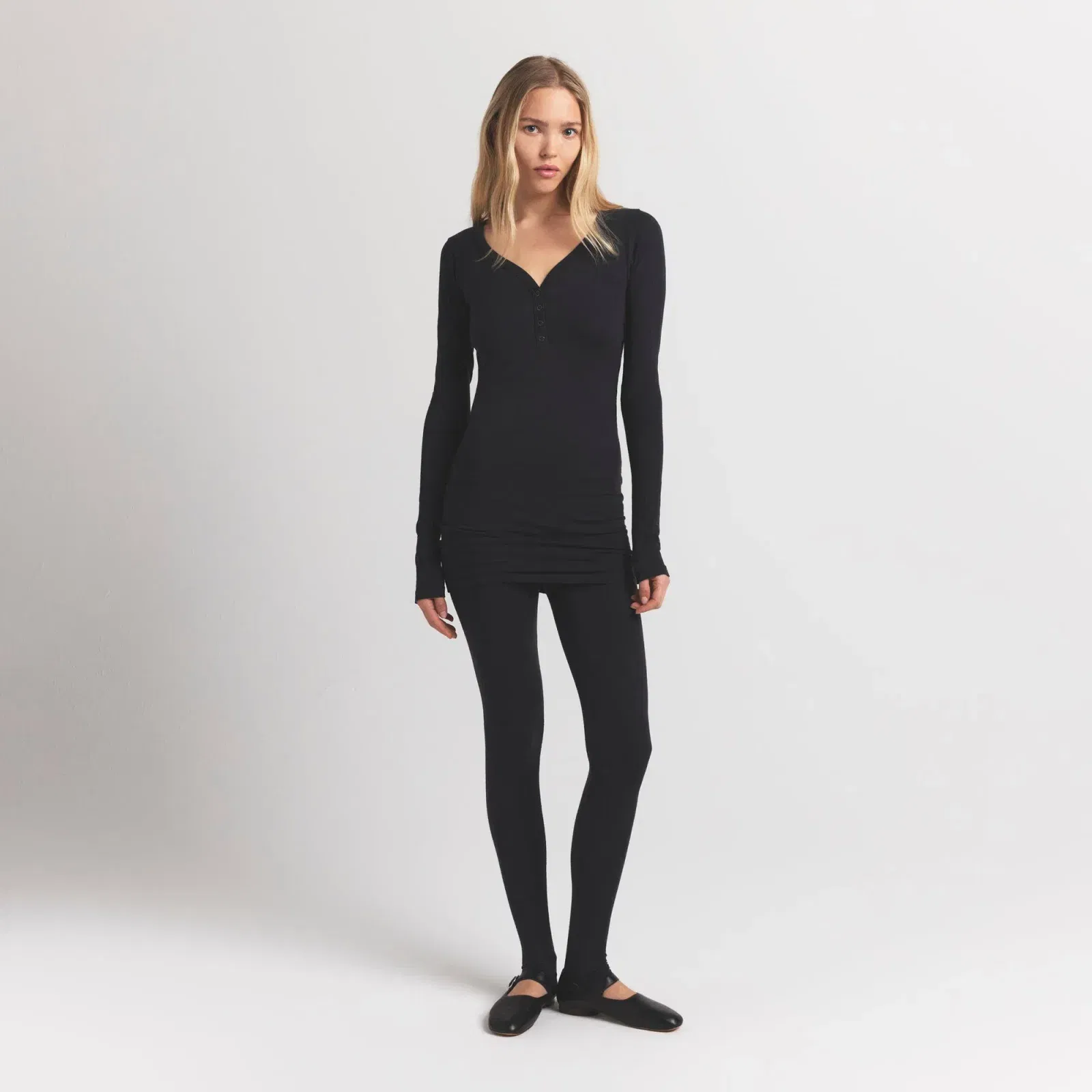 Wool Rib Henley Dress