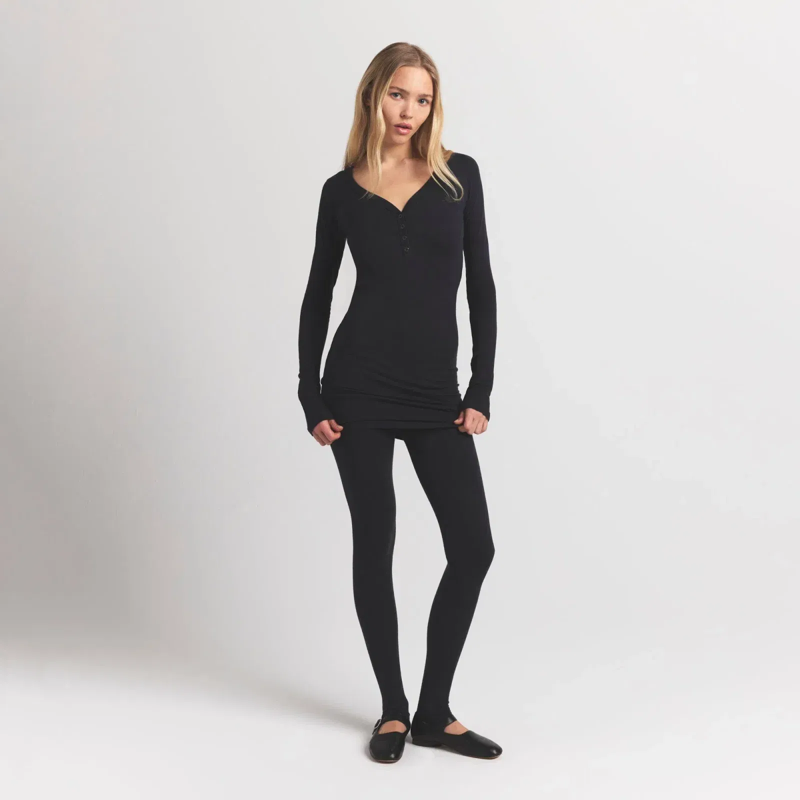 Wool Rib Henley Dress