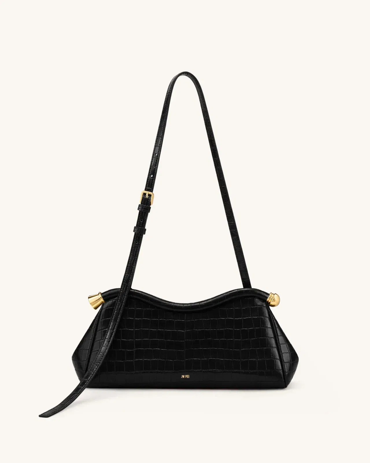 Jw Pei Naomi Curved Shoulder Bag Black Croc