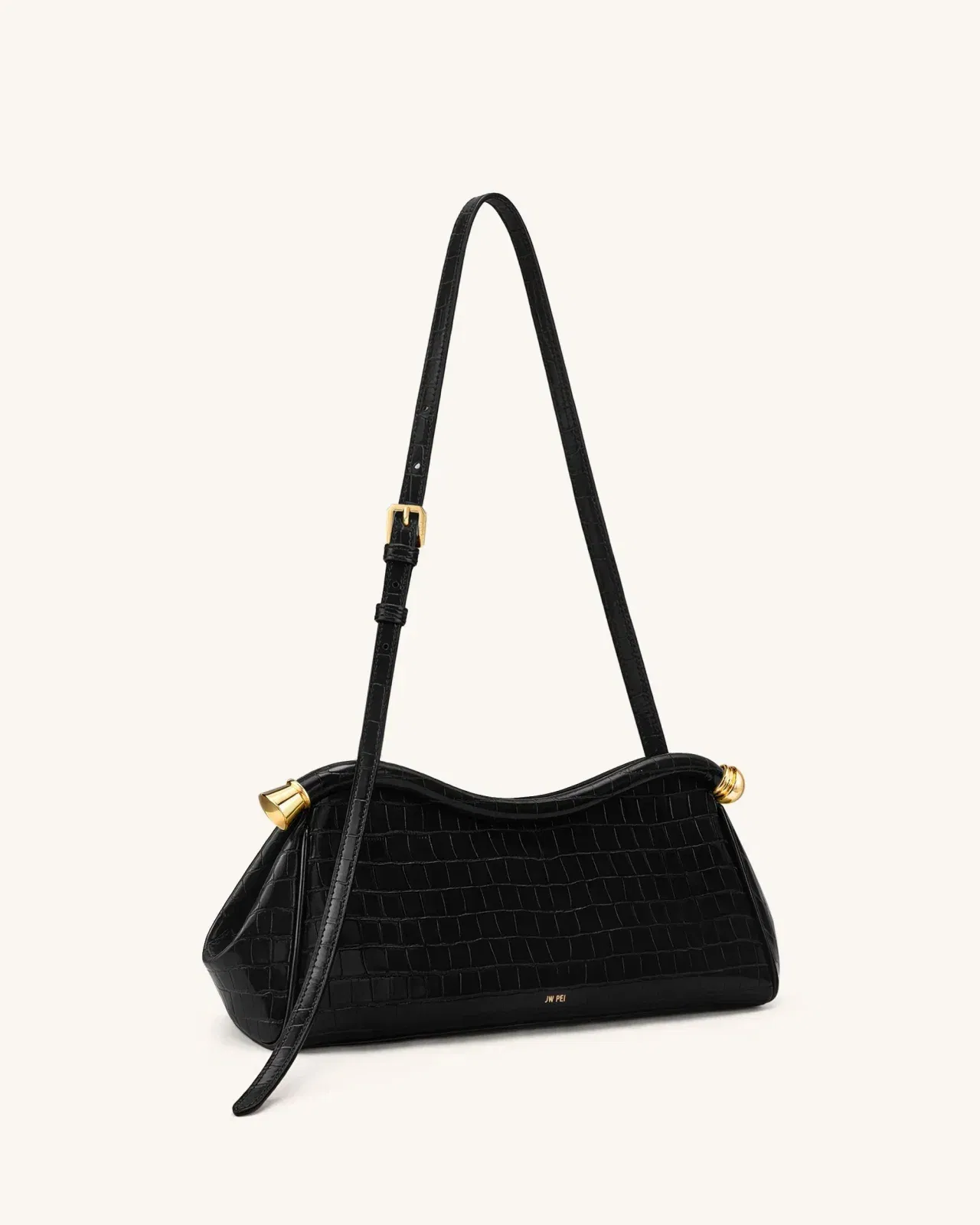 Jw Pei Naomi Curved Shoulder Bag Black Croc
