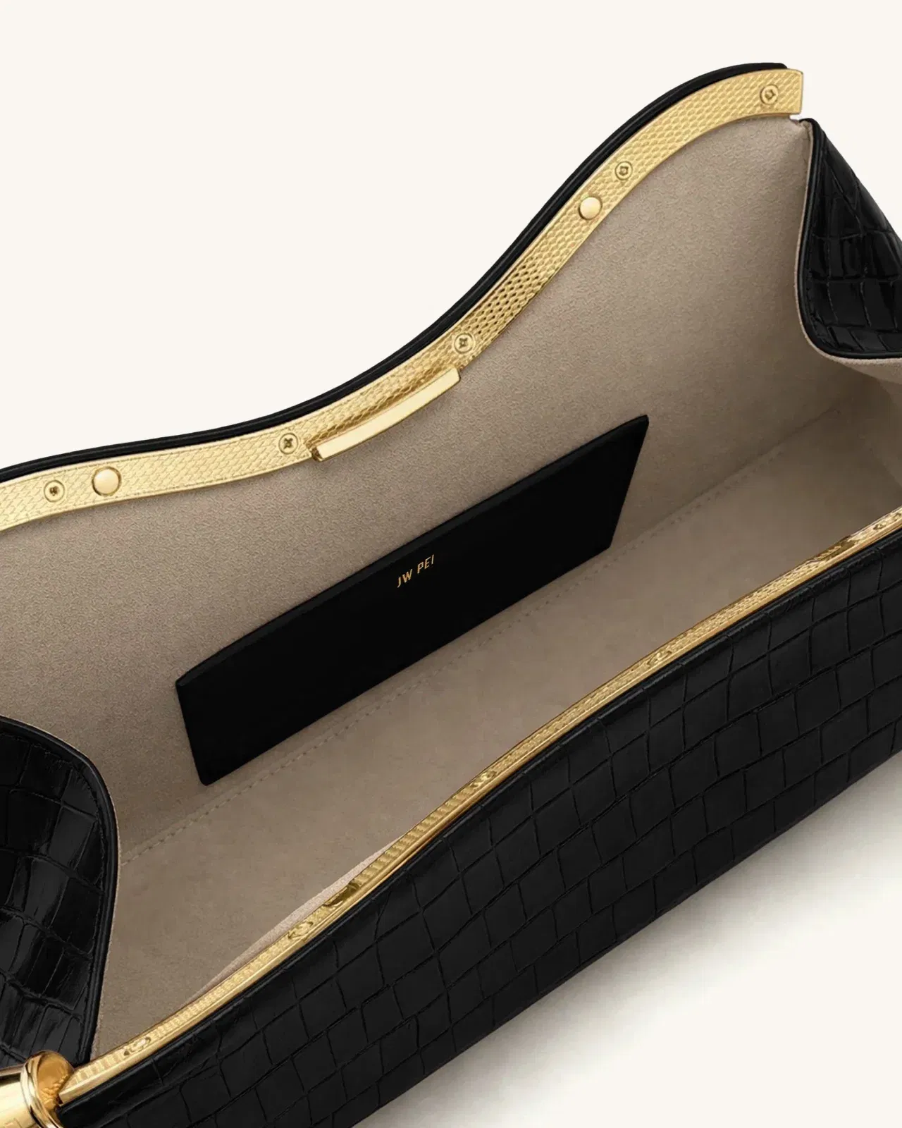 Jw Pei Naomi Curved Shoulder Bag Black Croc