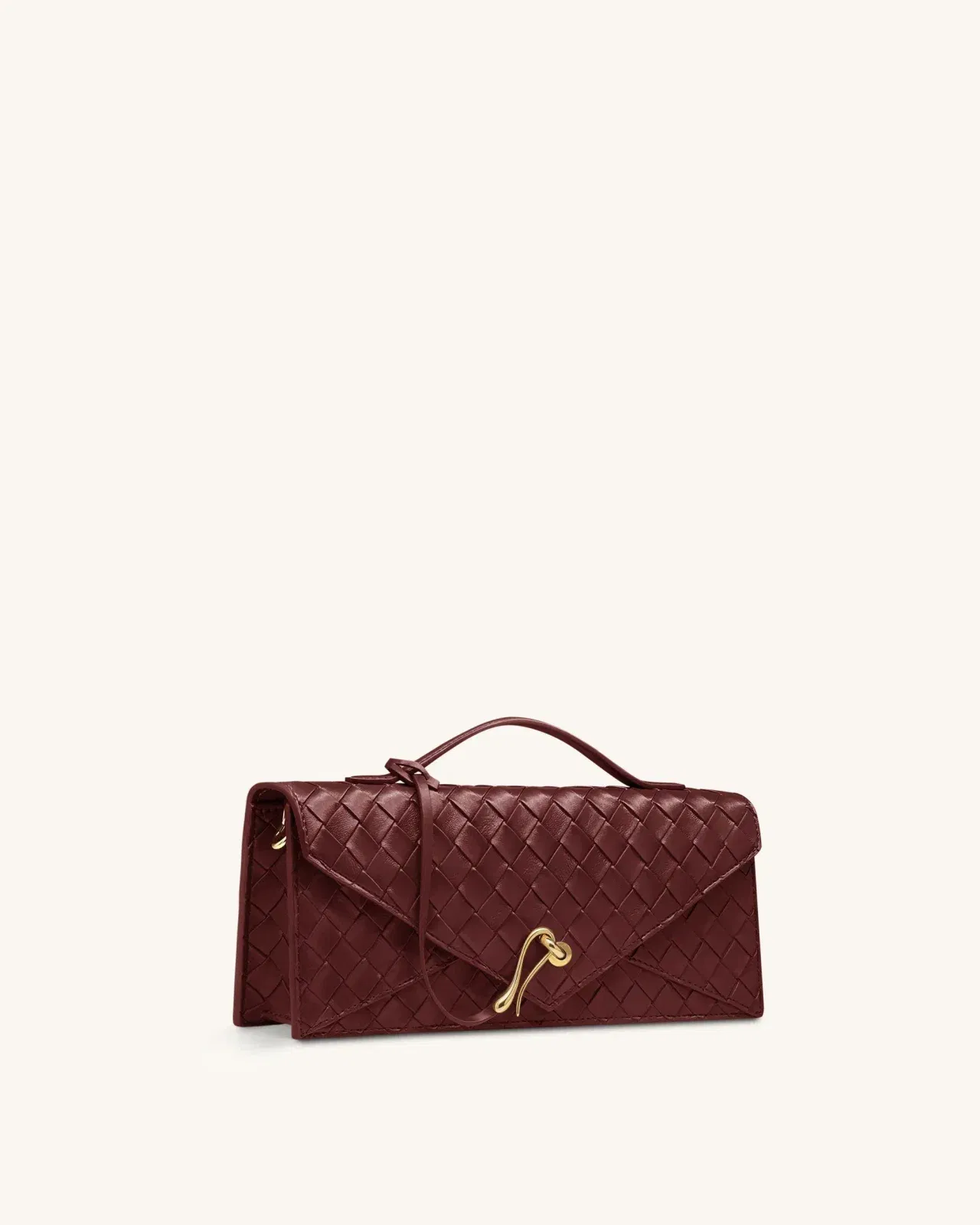 Jw Pei Celeste Woven Textured Envelope Top Handle Bag Burgundy
