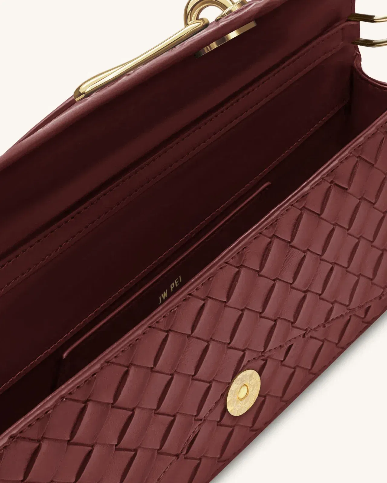 Jw Pei Celeste Woven Textured Envelope Top Handle Bag Burgundy