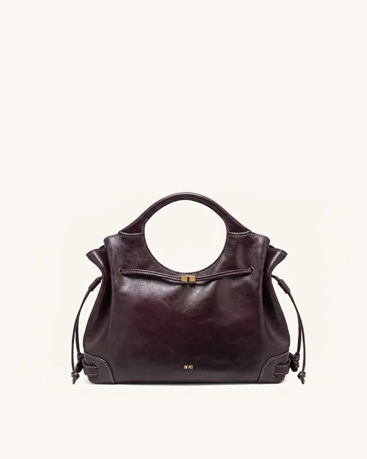 Jw Pei Virelle Waxed Vegan Leather Drawstring Tote Bag Burgundy