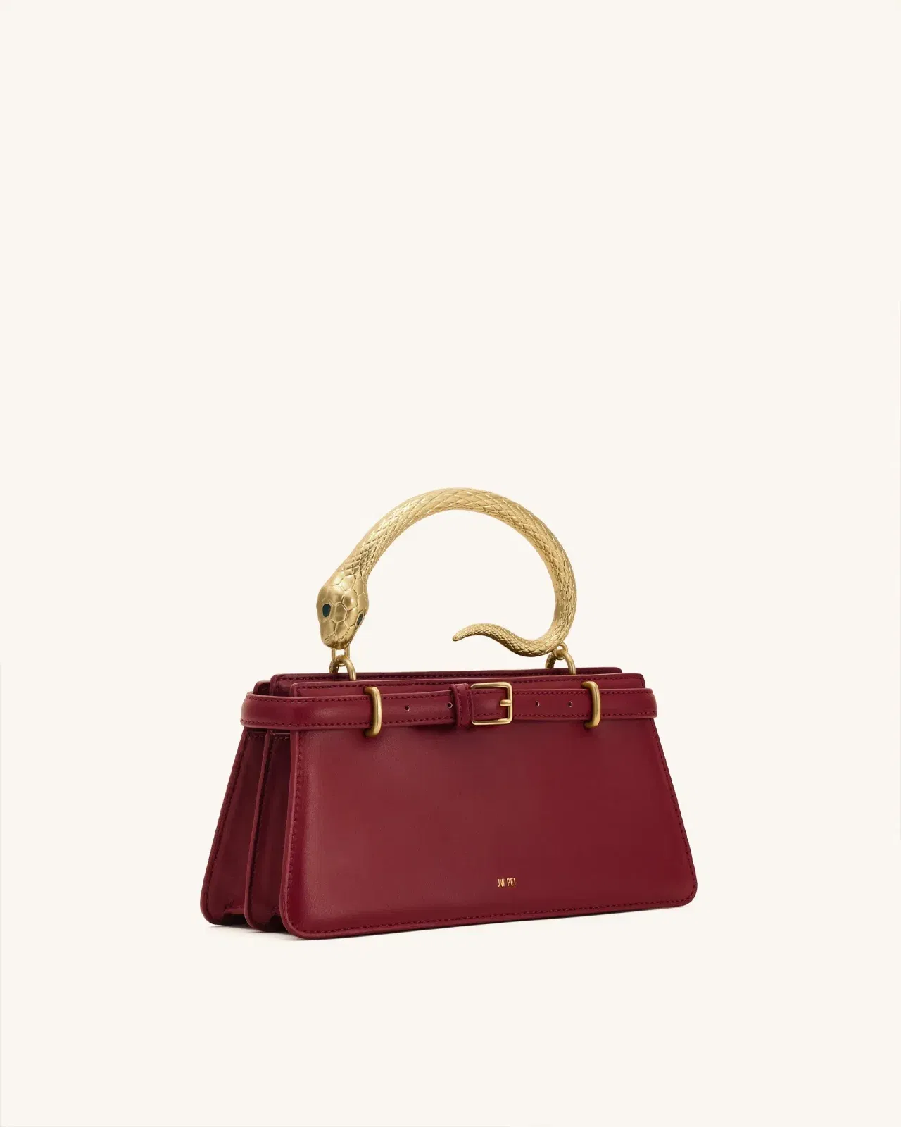 Jw Pei Elena Snake Handle Top Handle Bag Wine Red