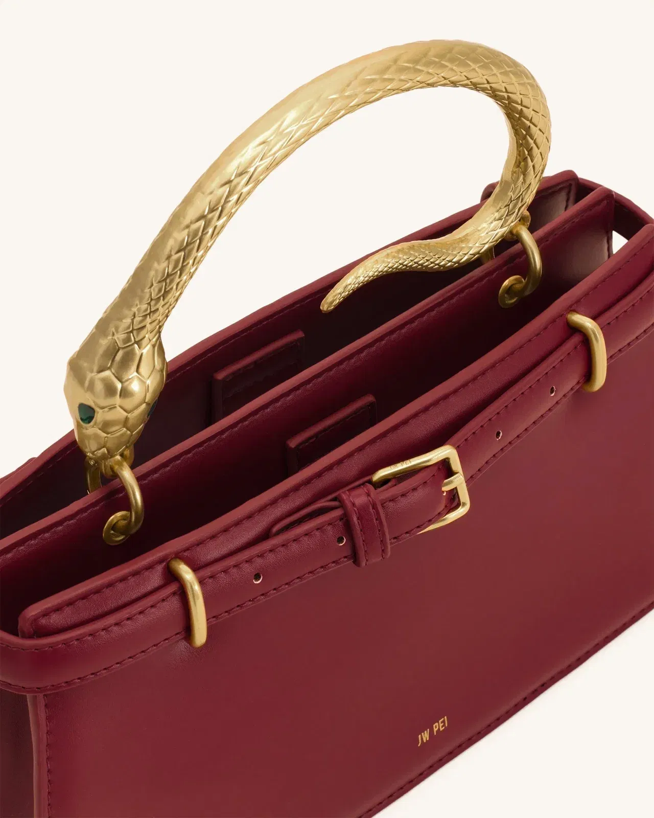 Jw Pei Elena Snake Handle Top Handle Bag Wine Red