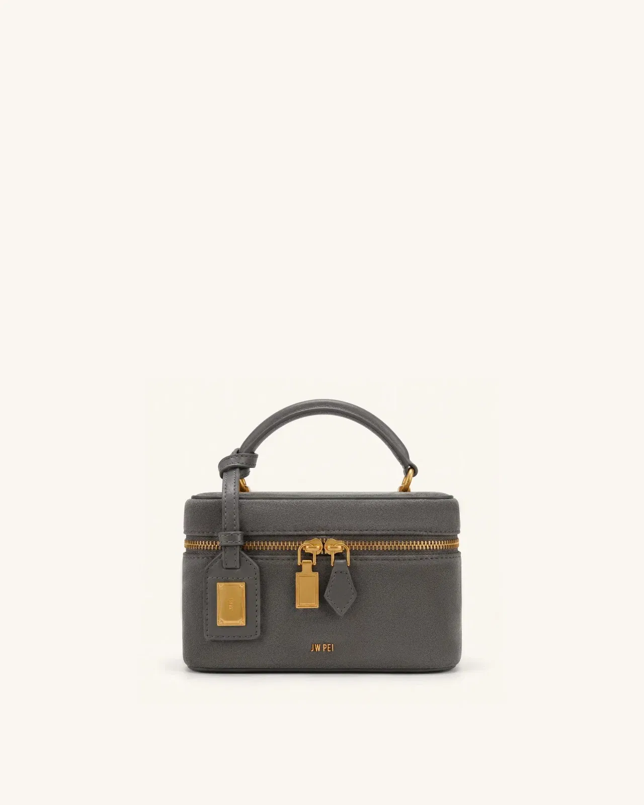 Jw Pei Cleo Faux Suede Box Shape Top Handle Bag Dark Gray