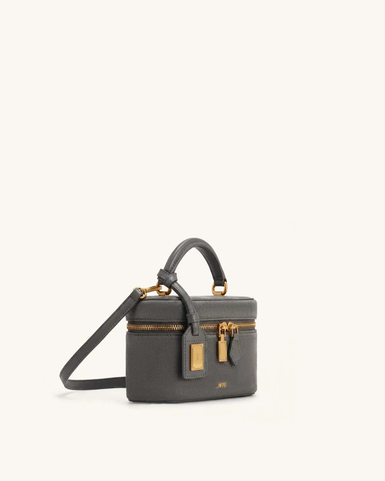 Jw Pei Cleo Faux Suede Box Shape Top Handle Bag Dark Gray