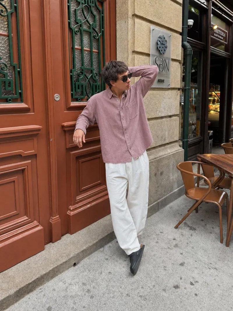 Harbor Linen Blend Shirt - Dusty Burgundy