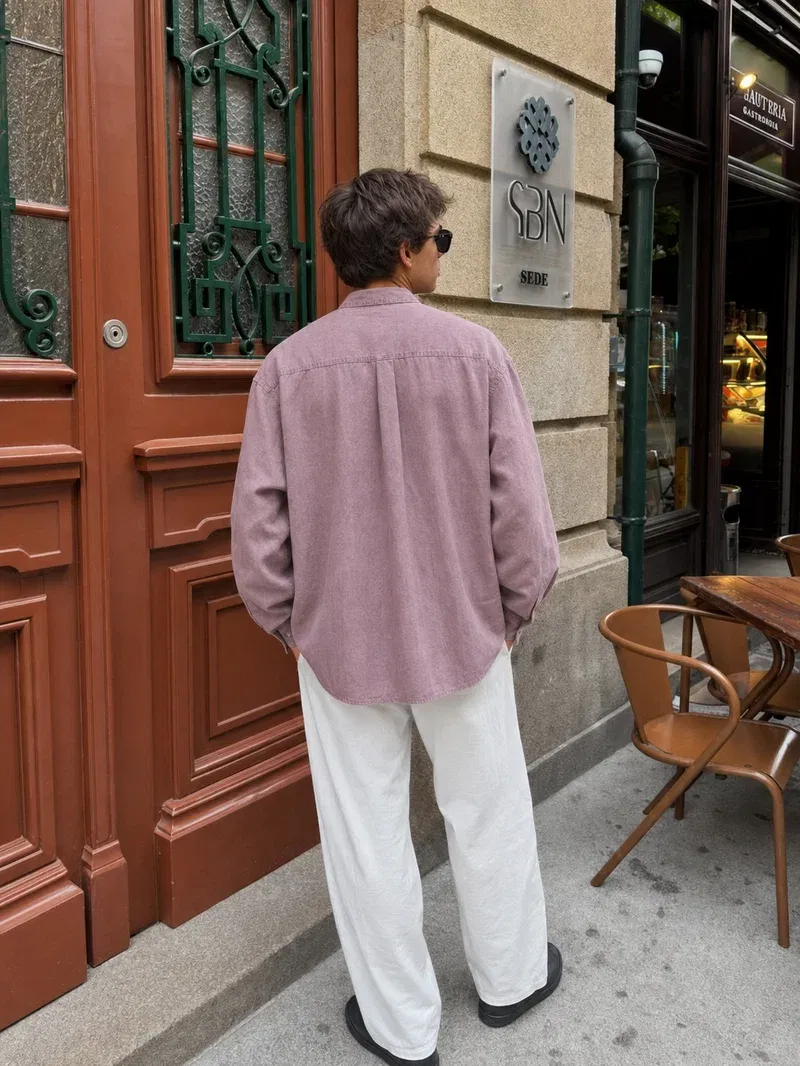 Harbor Linen Blend Shirt - Dusty Burgundy