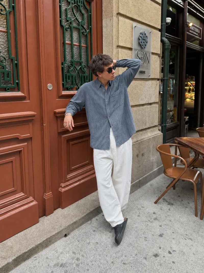 Harbor Linen Blend Shirt - Slate Blue