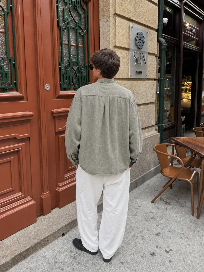 Harbor Linen Blend Shirt - Stone Olive