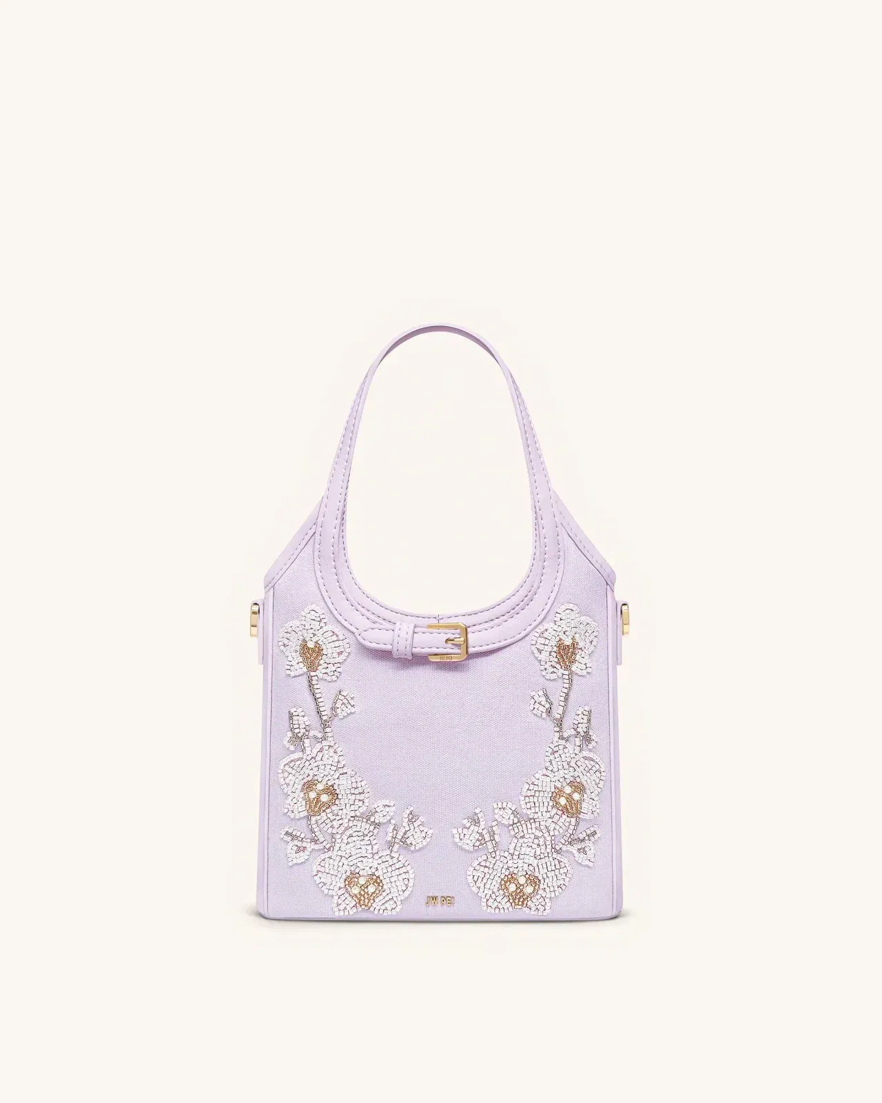 Jw Pei Brooke Mini Belted Embellished Orchid Beaded Top Handle Bag Lavender