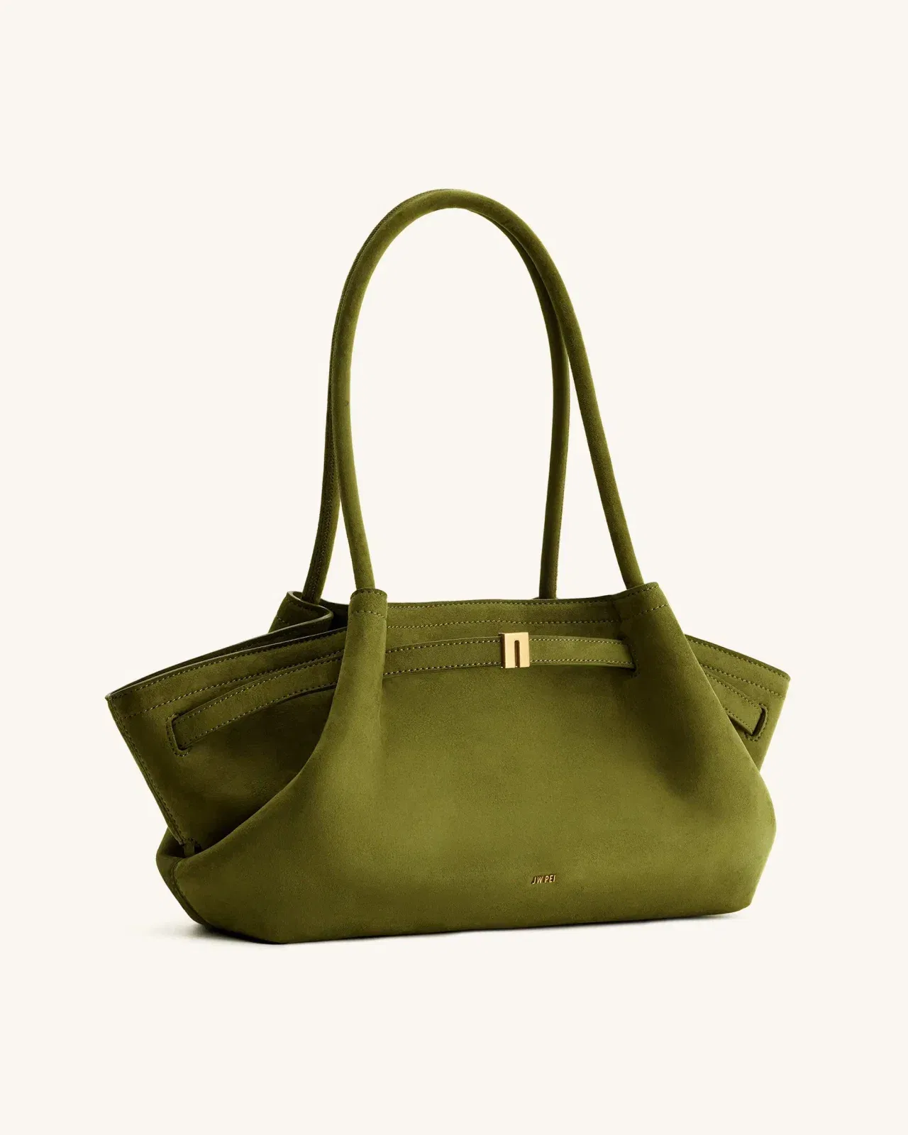 Jw Pei Hana Wide Faux Suede Tote Bag Olive Green